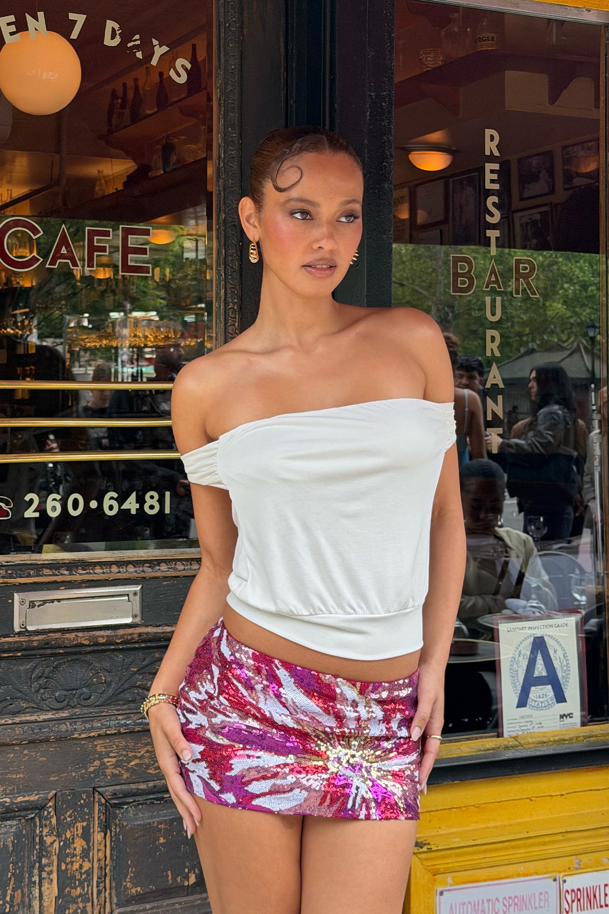 Glorya Flower Sequin Mini Skort