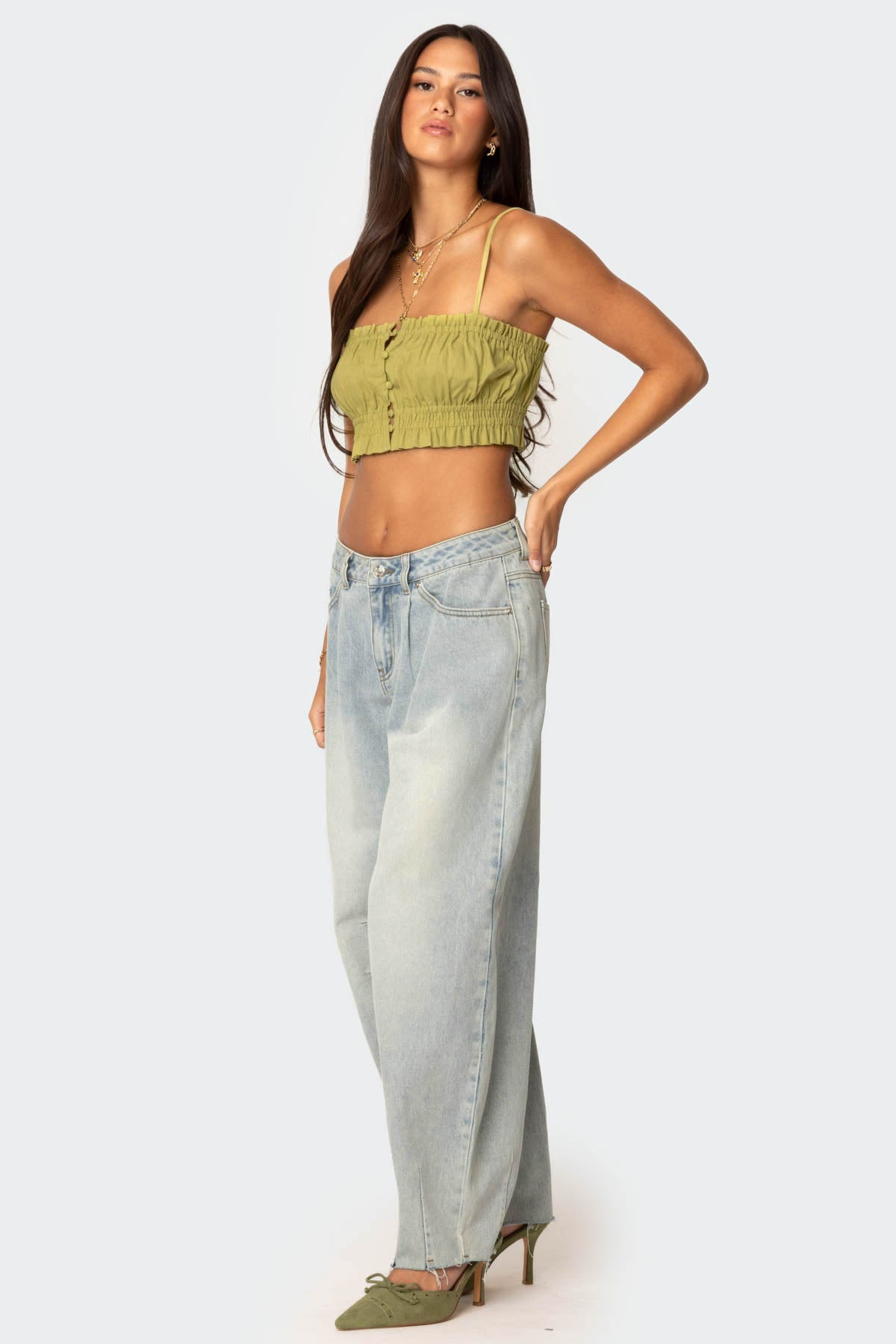 Alda Cropped Button Front Top - Image 3