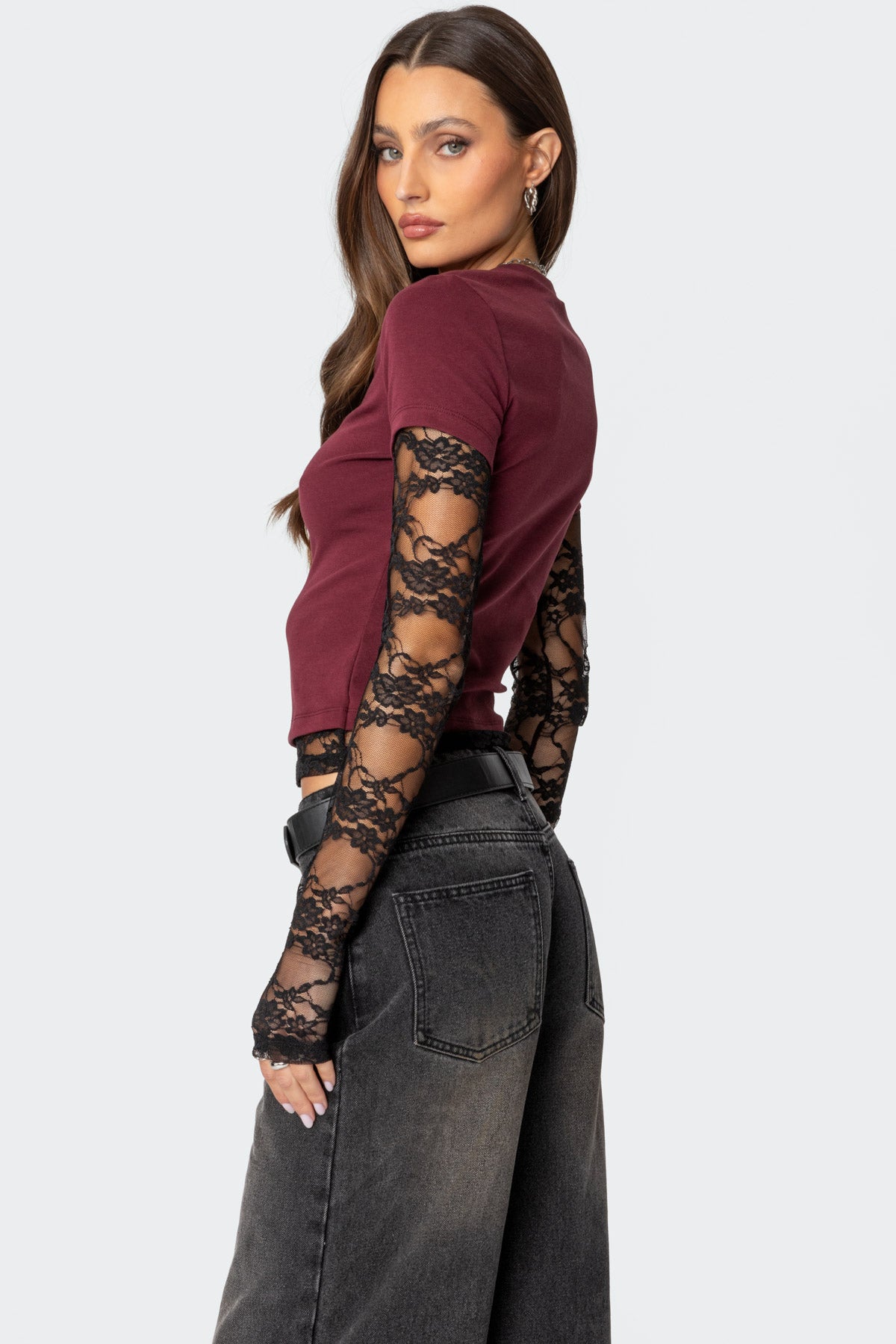Layered Lace Sleeve Top - Image 5