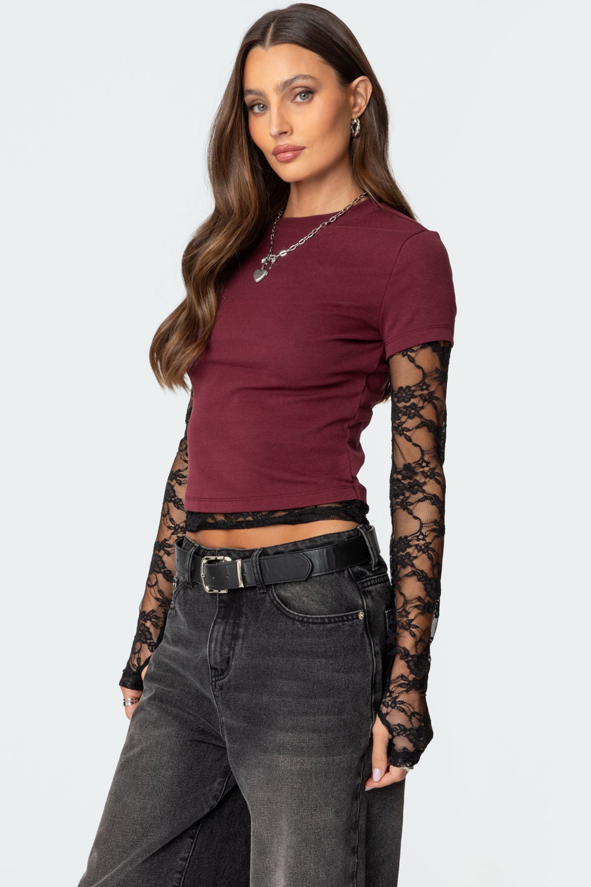 Layered Lace Sleeve Top - Image 3