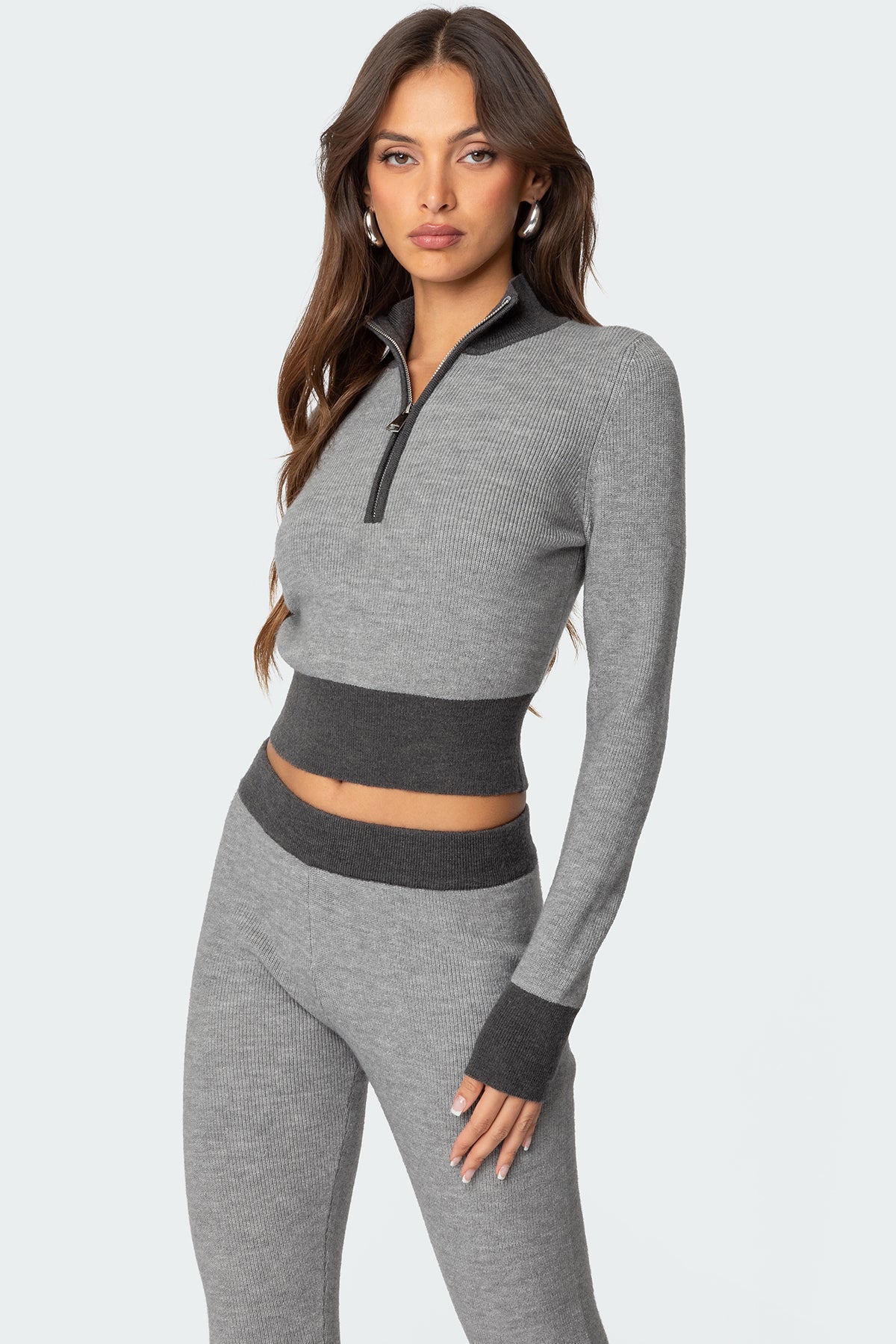 Lei Contrast Half Zip Knit Top - Image 3