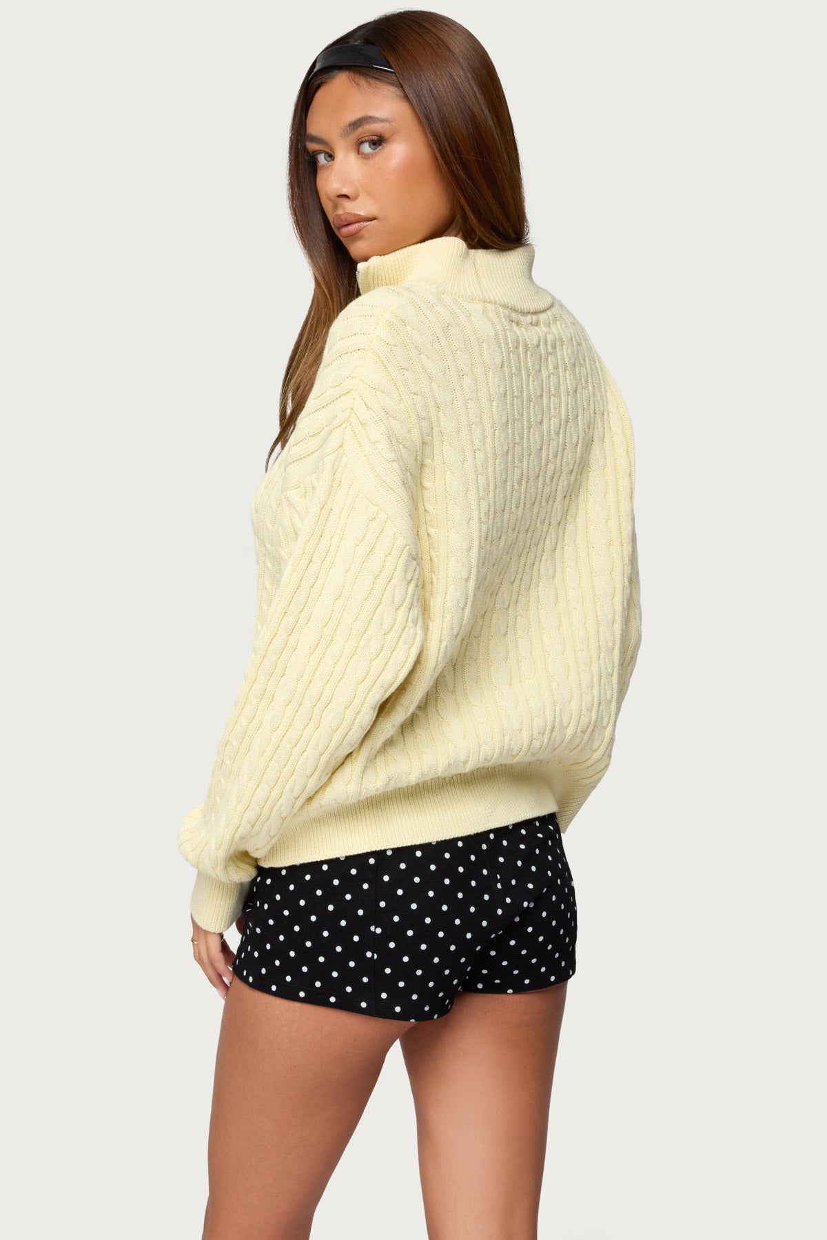 Sarie Cable Knit Quarter Zip Sweater - Image 4