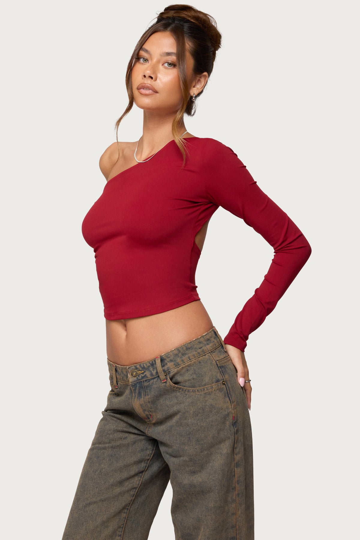 Mila Asymmetric Backless One Shoulder Top - Image 3