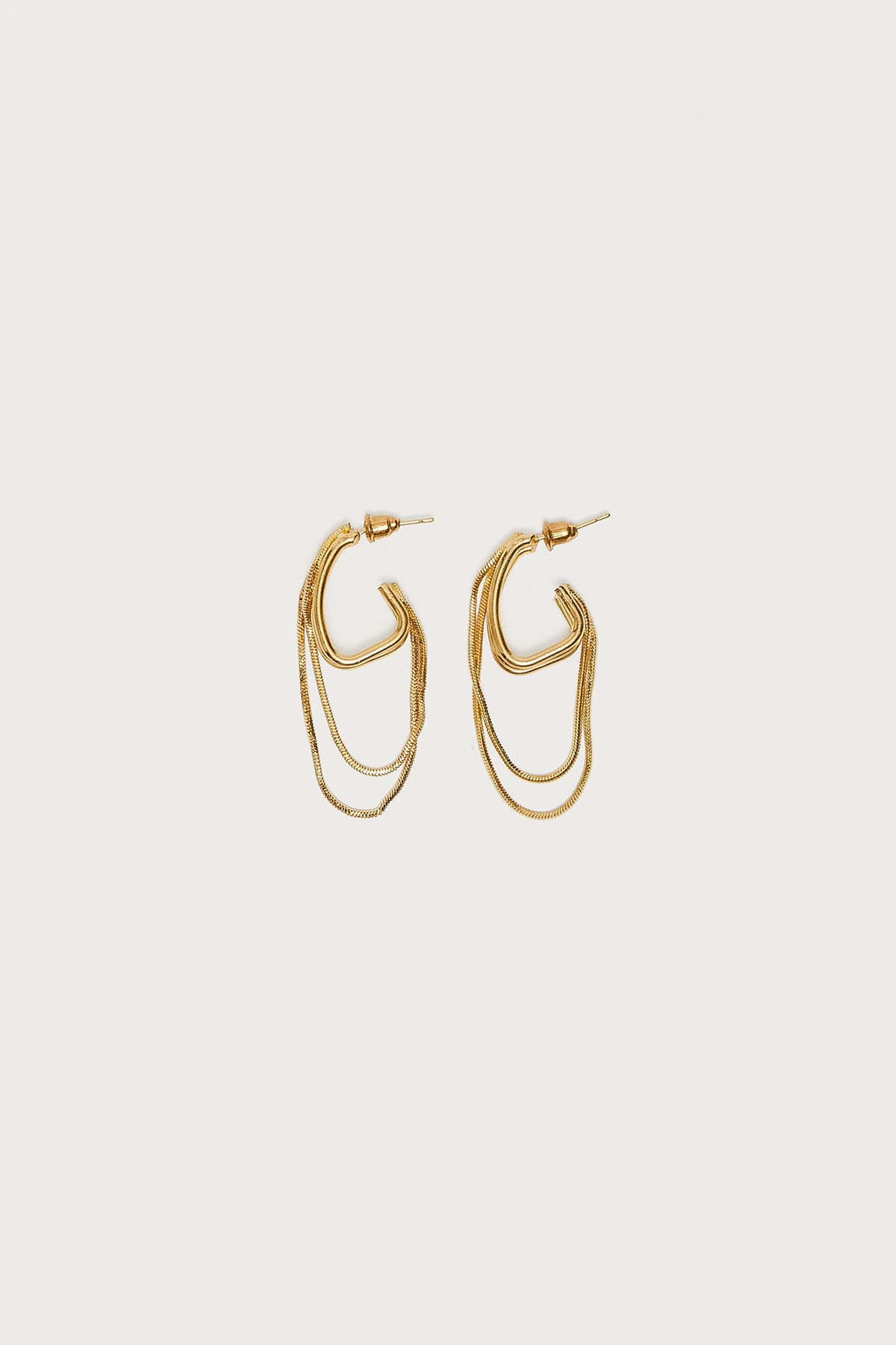 Dangling Chain Hoop Earrings - Image 2