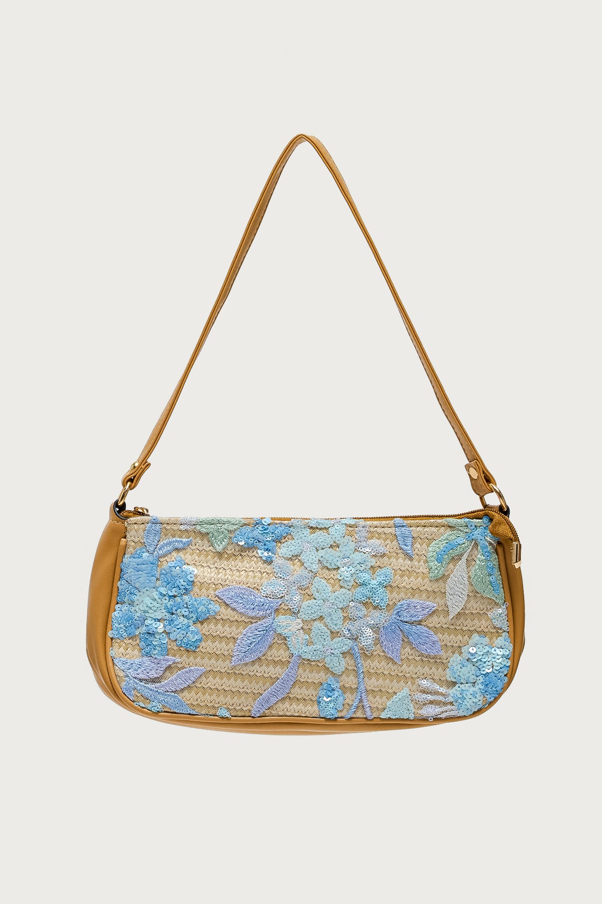 Sequin & Embroidered Straw Bag - Image 2