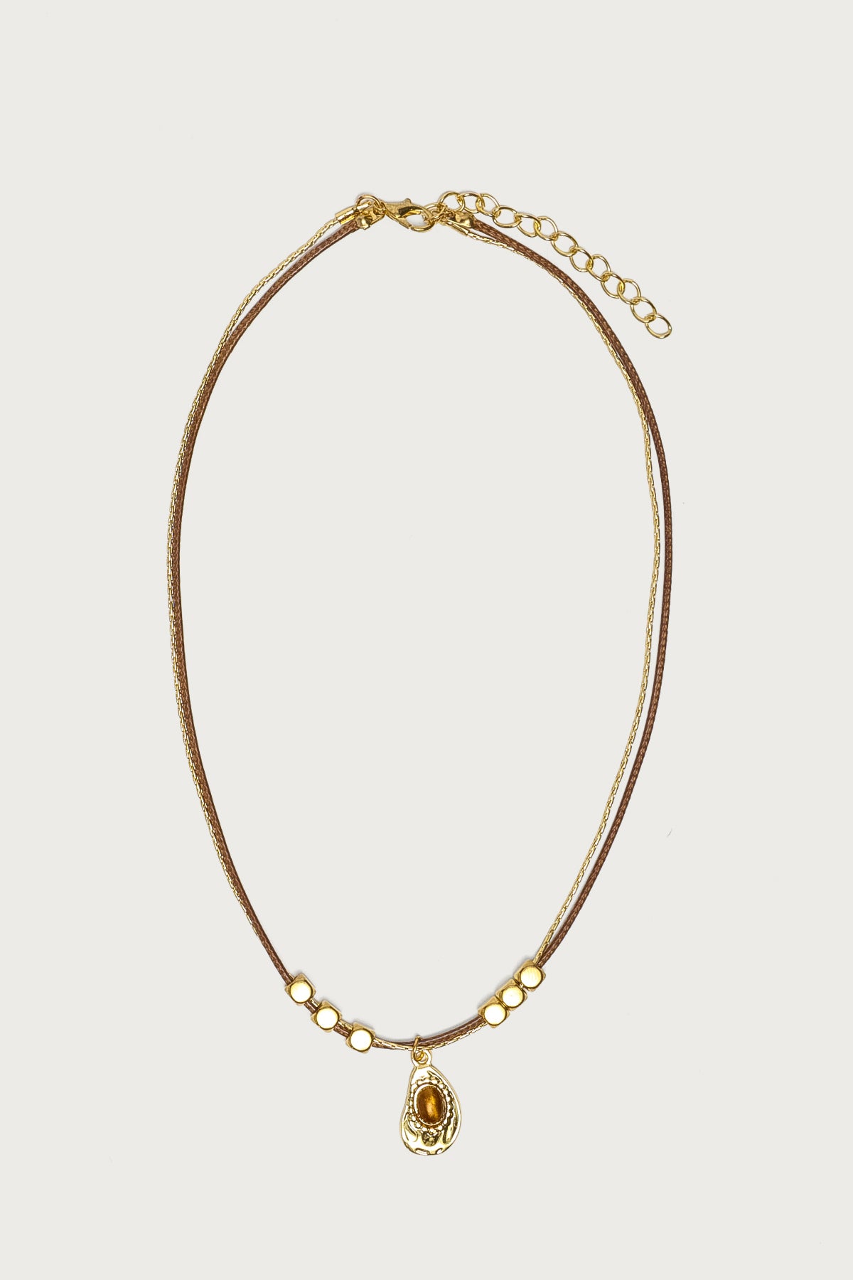 Oval Stone Pendant Cord Necklace - Image 2
