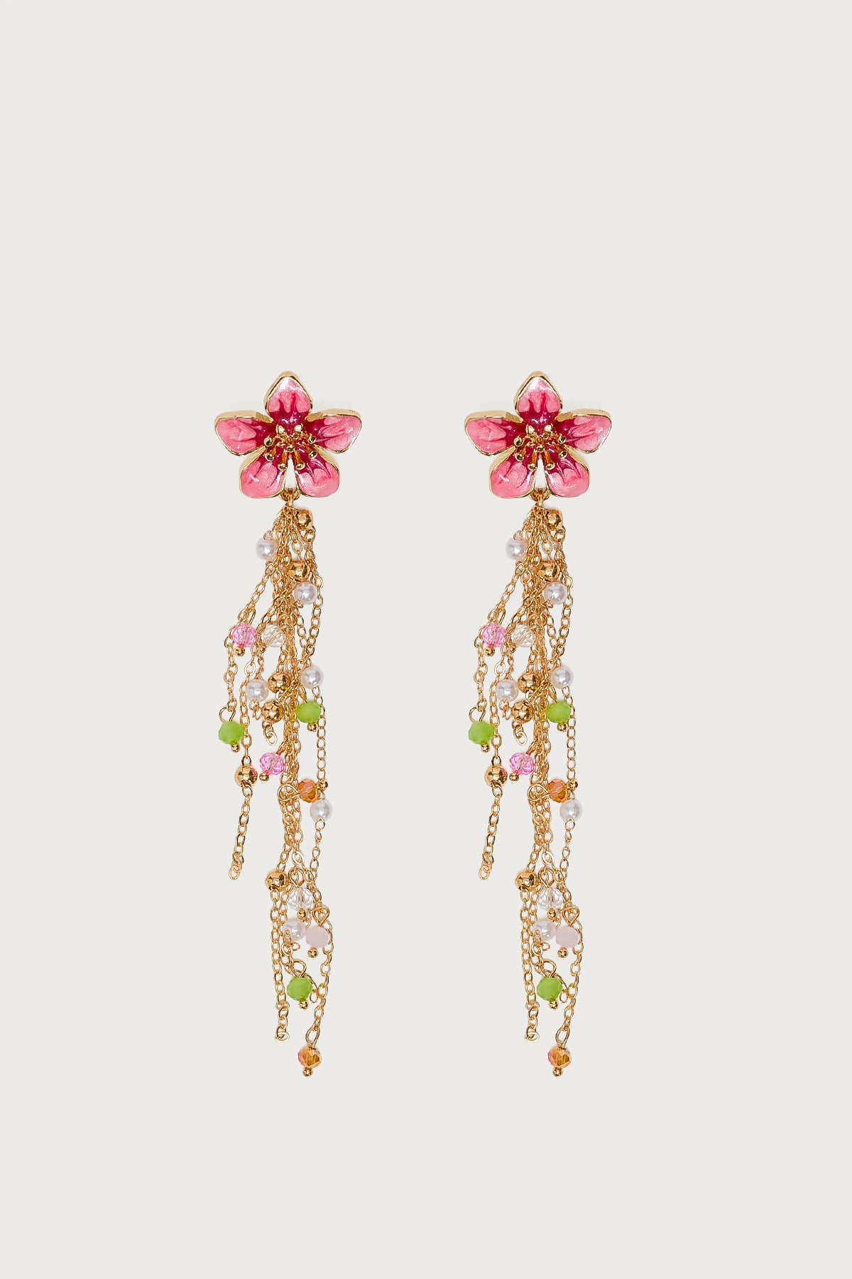 Flower Beaded Dangle Earrings - Image 2
