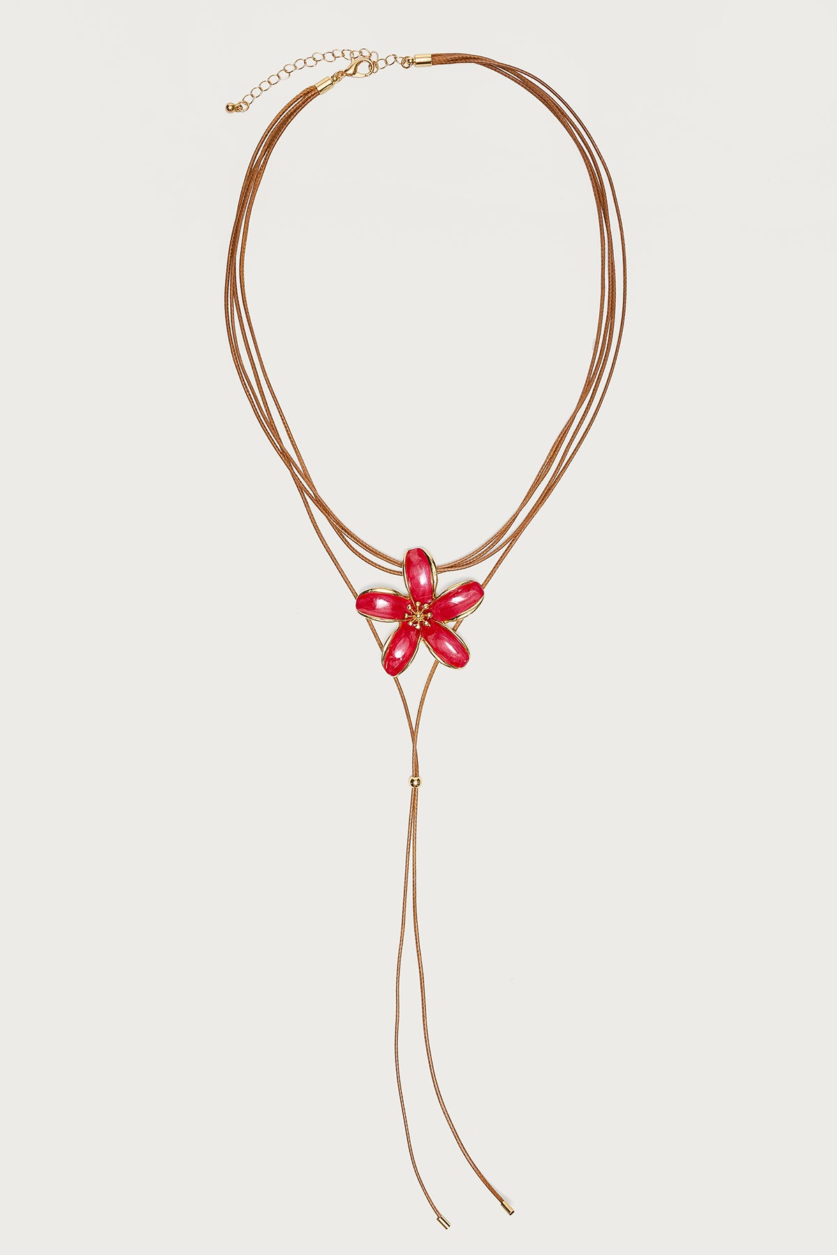 Hibiscus Faux Suede Cascading Necklace - Image 2