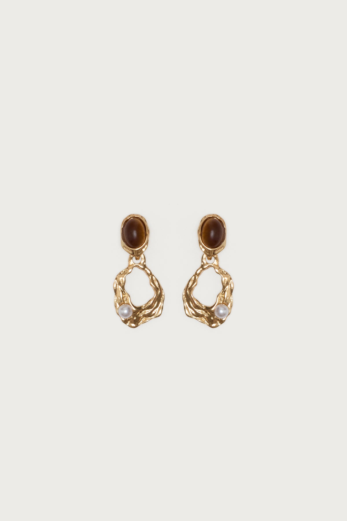 Faux Tiger Eye Abstract Earrings - Image 2