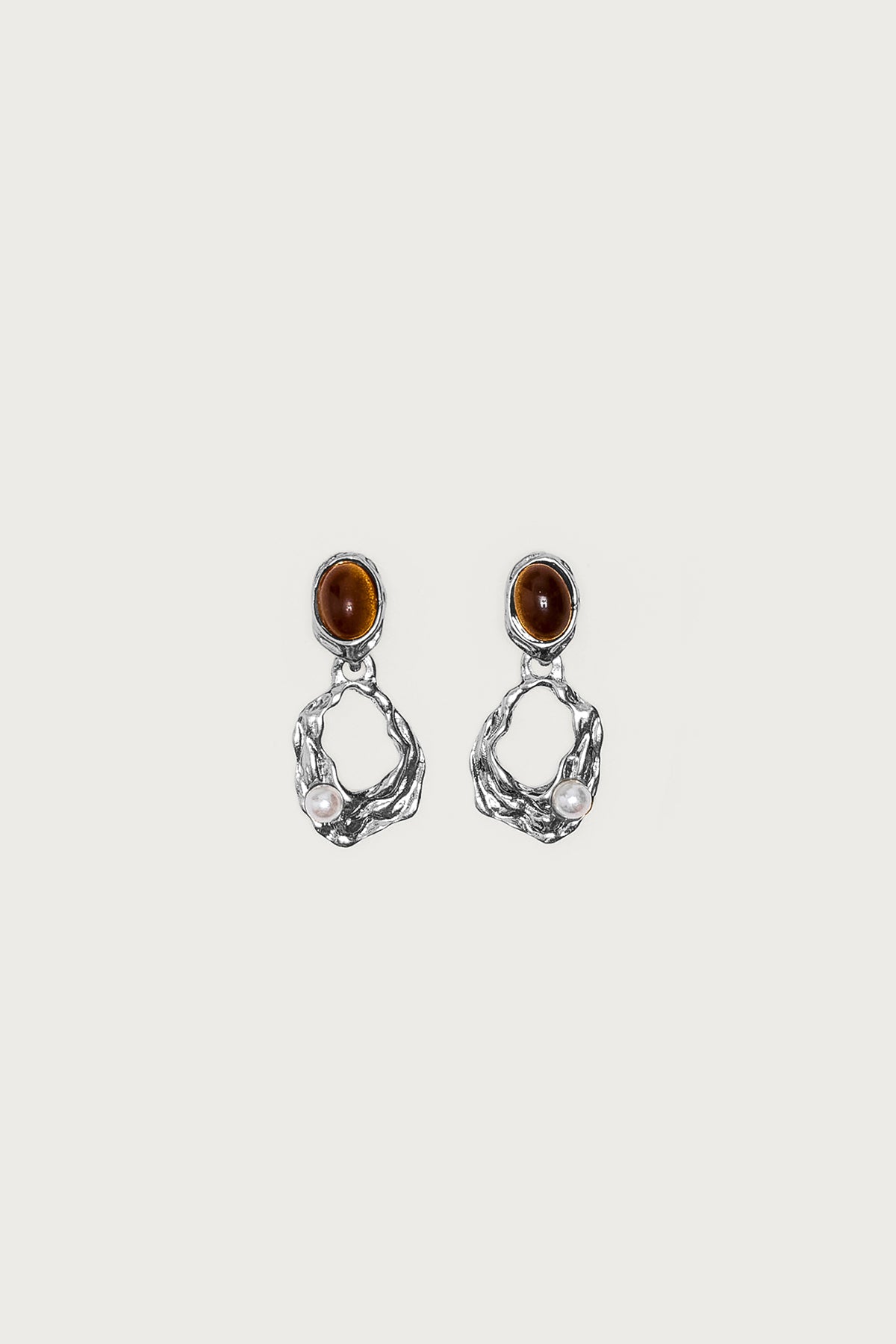 Faux Tiger Eye Abstract Earrings - Image 2