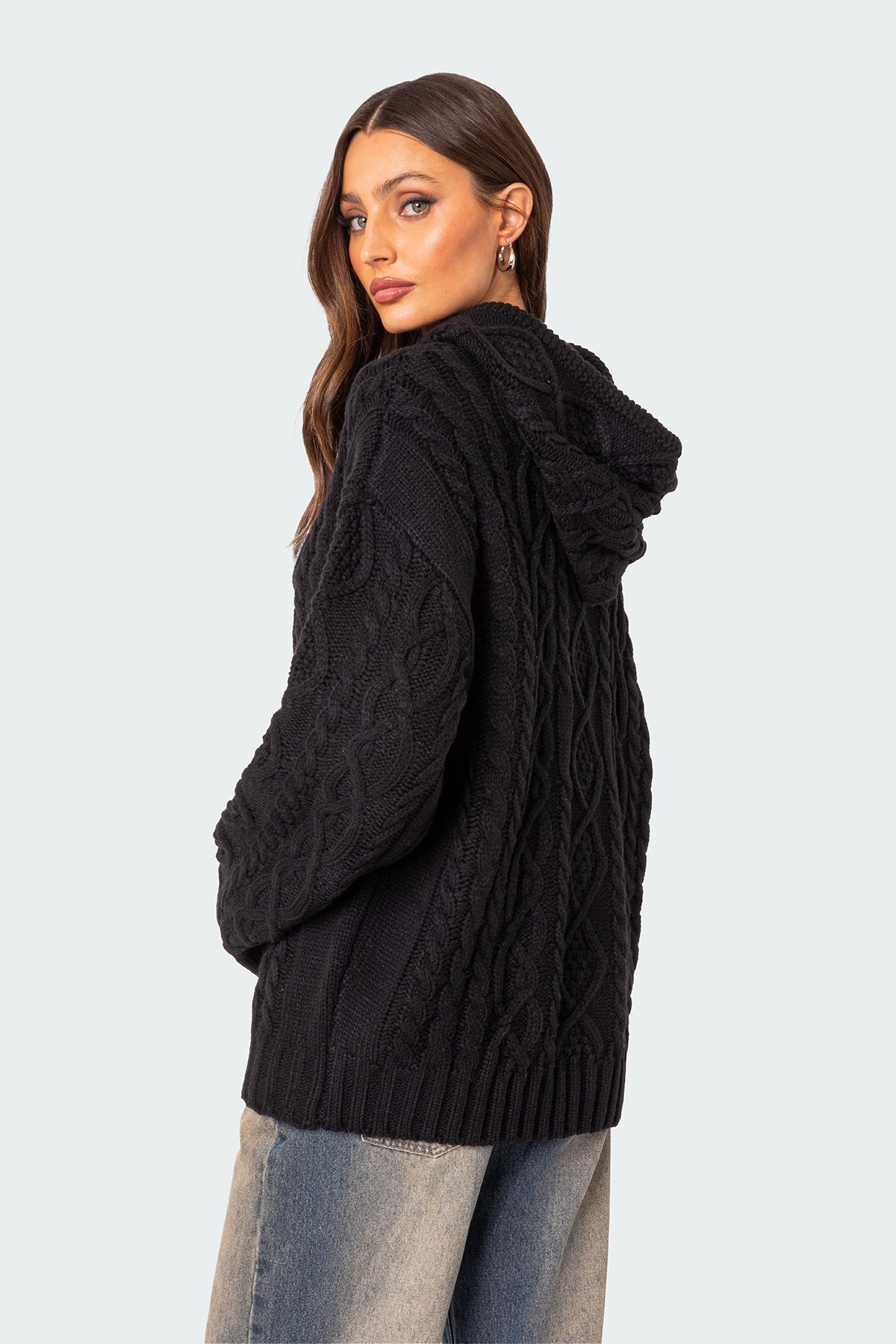Oversized Cable Knit Hoodie - Image 4