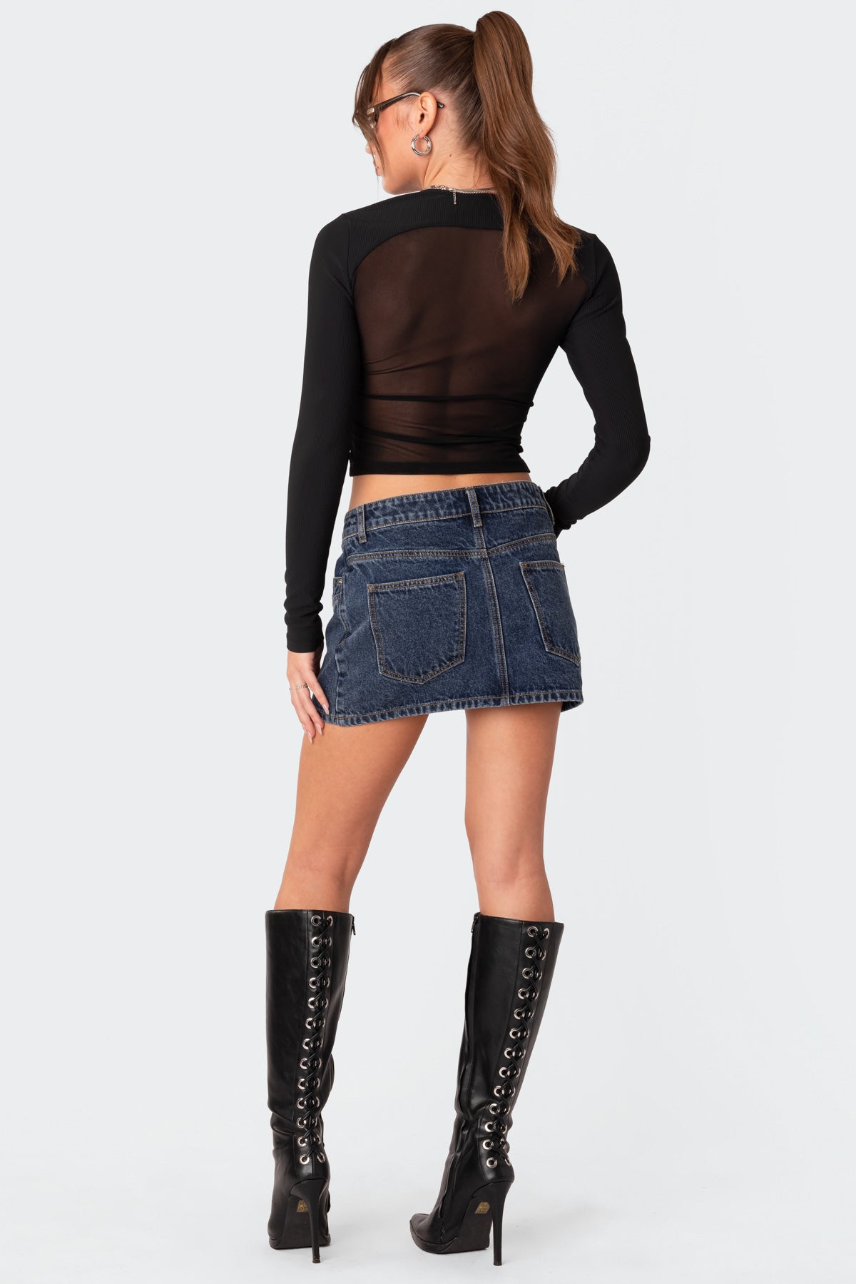 Stars Align Low Rise Denim Mini Skirt - Image 4