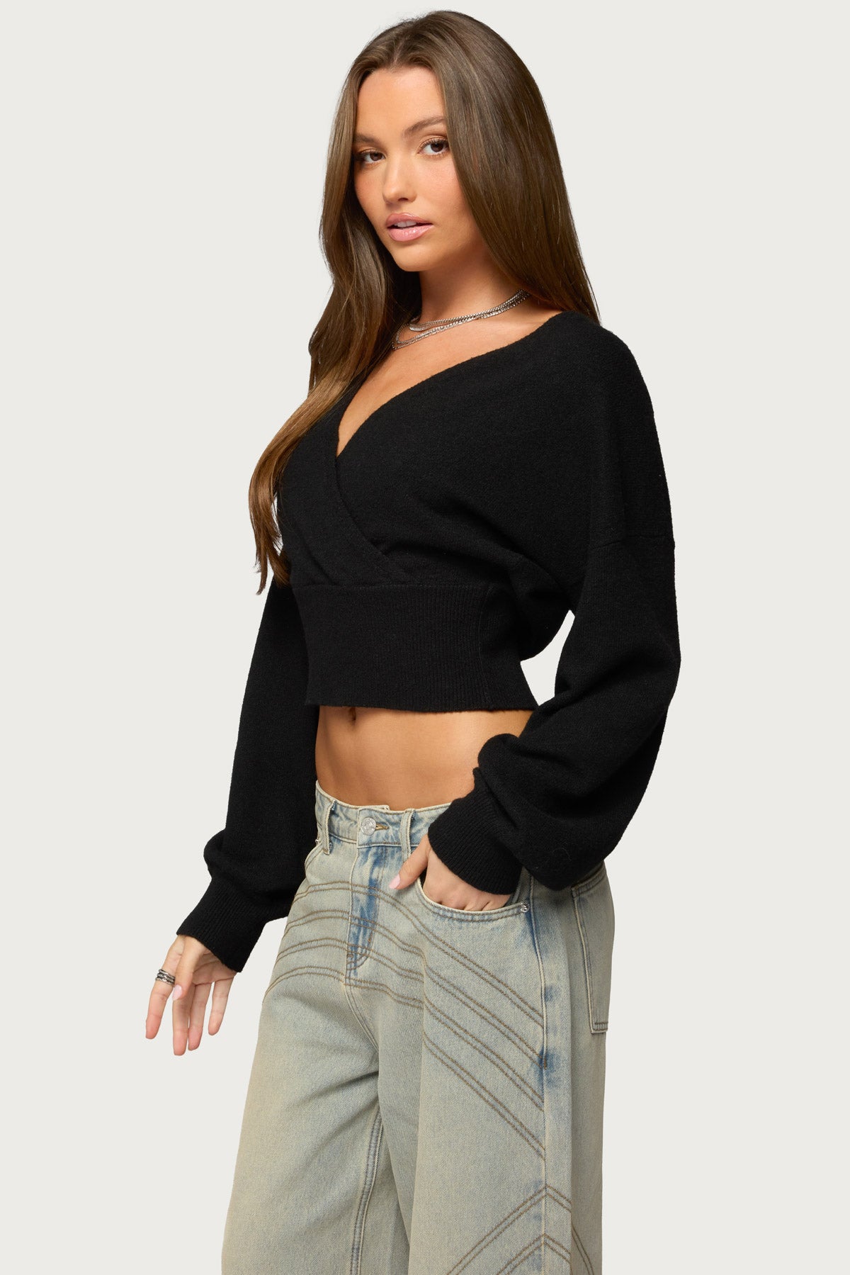 Lillia V Neck Wrap Sweater - Image 3