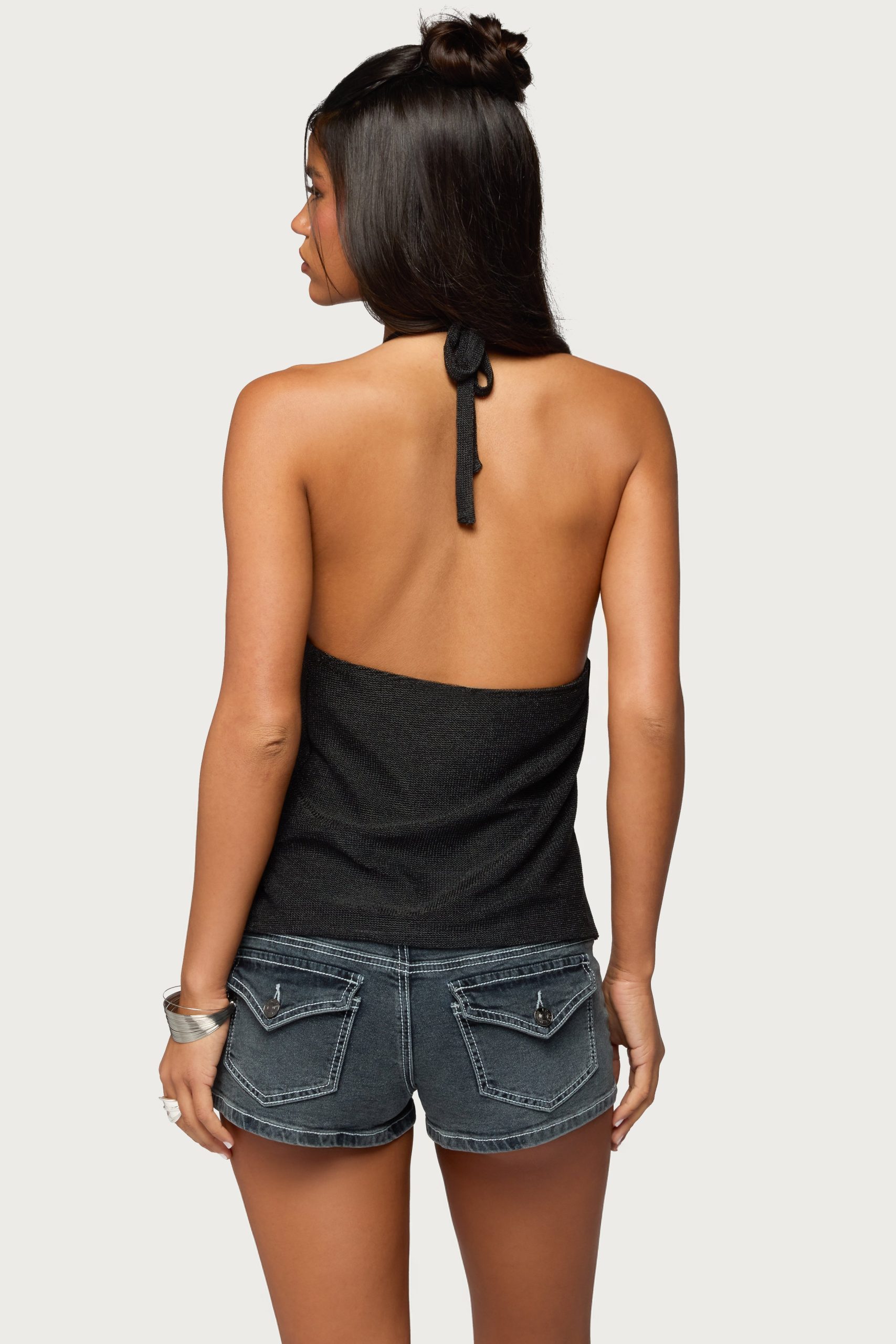 Stasia Sparkly Knit Split Front Top - Image 5