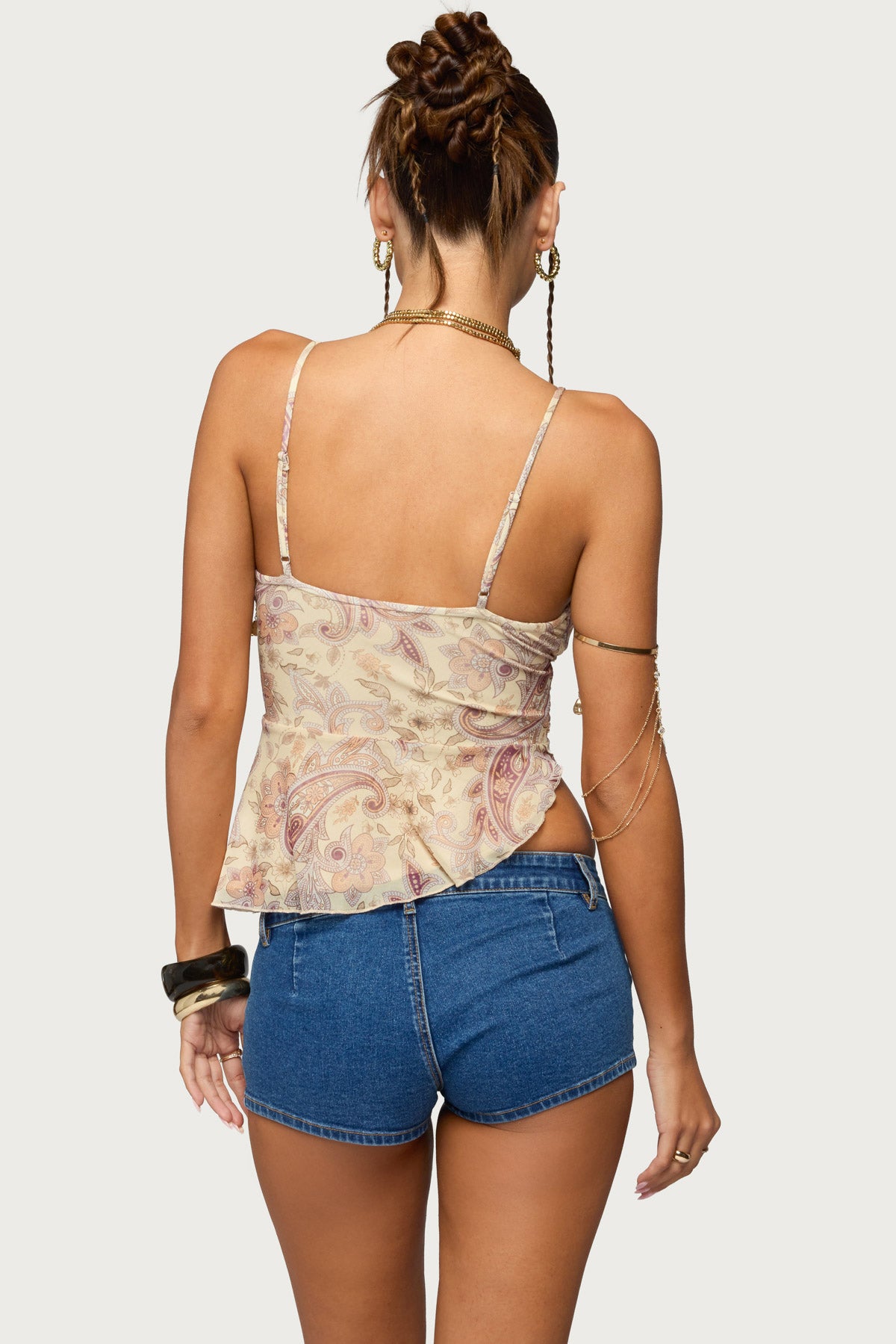 Paisley Asymmetric Ruched Wrap Top - Image 5