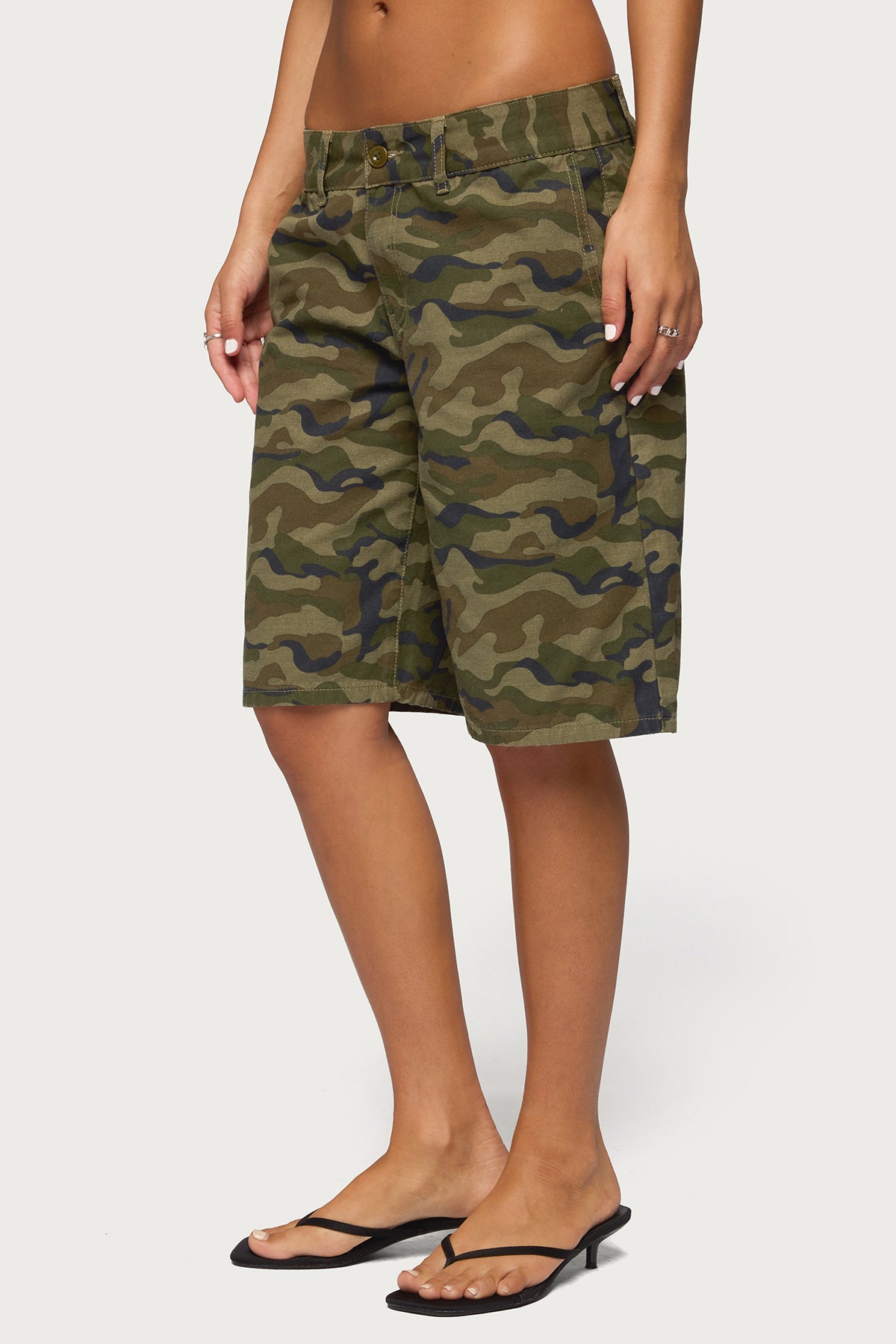 Camo Denim Low Rise Bermuda Shorts - Image 4