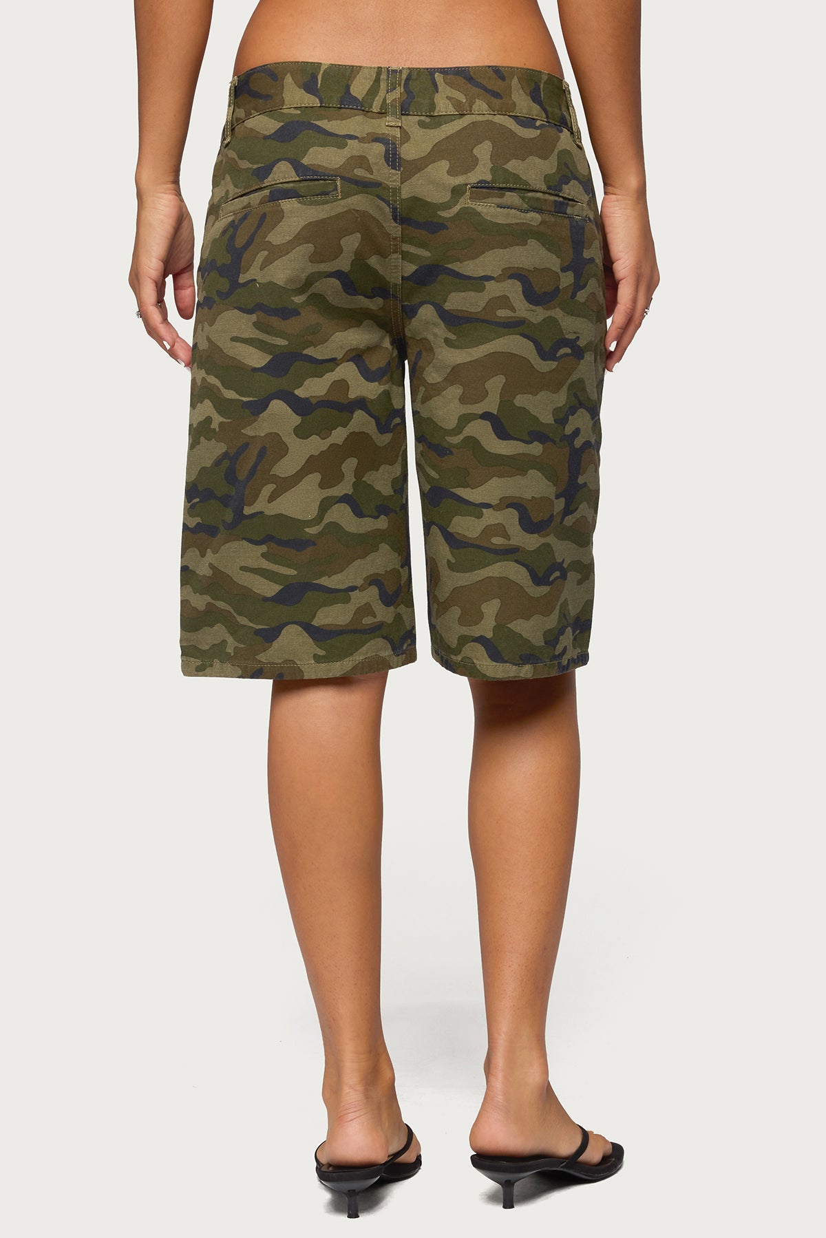 Camo Denim Low Rise Bermuda Shorts - Image 5