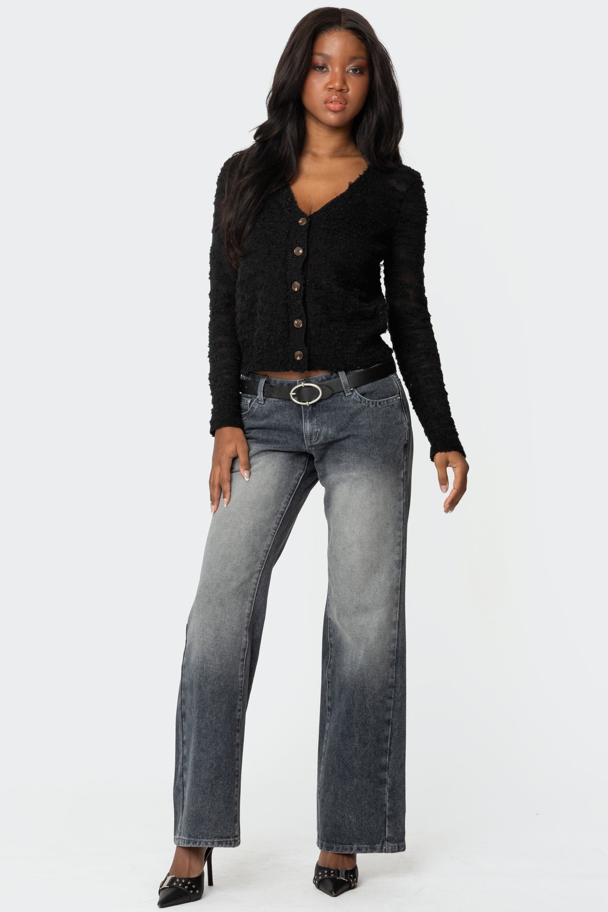 Alysse Washed Low Rise Baggy Jeans - Image 3