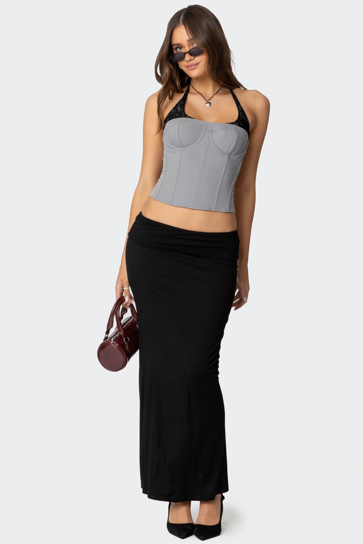 Jara Layered Lace Halter Corset - Image 2