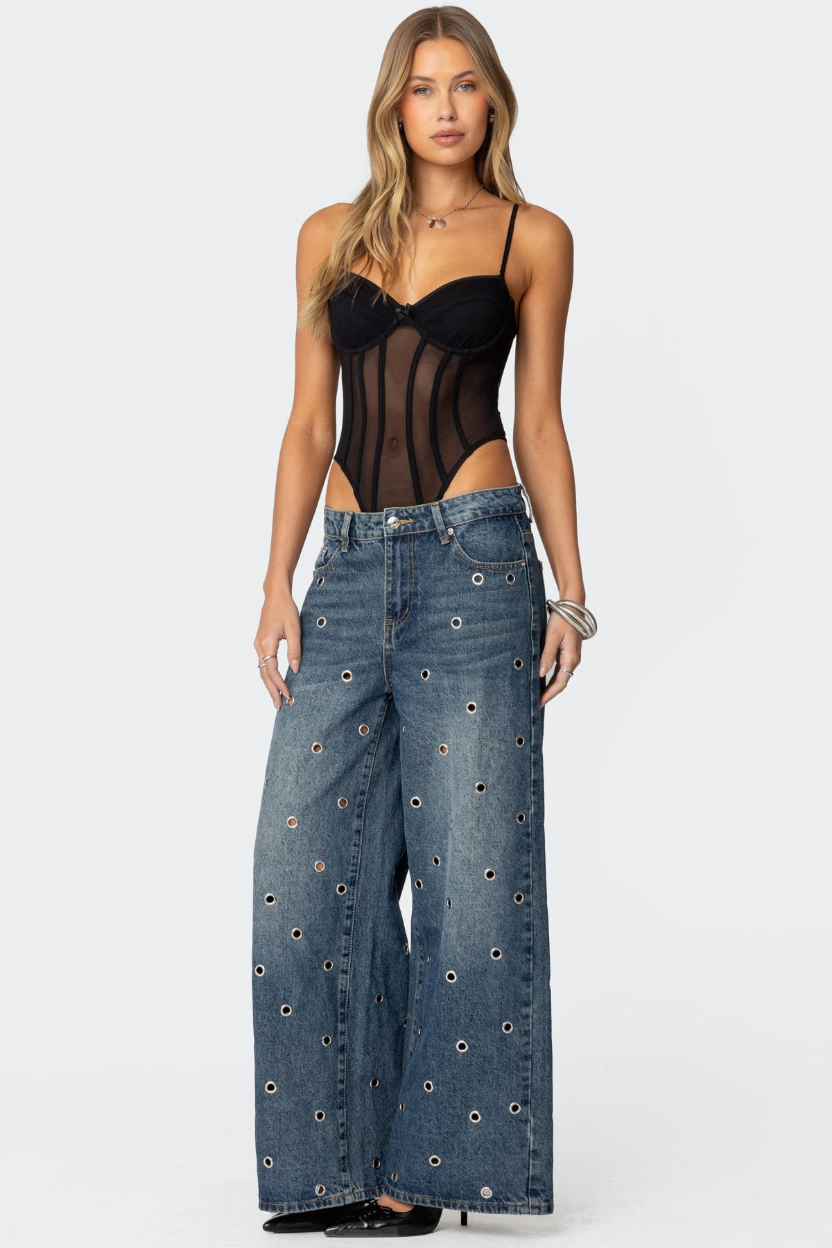Jainie Grommet Low Rise Baggy Jeans - Image 3