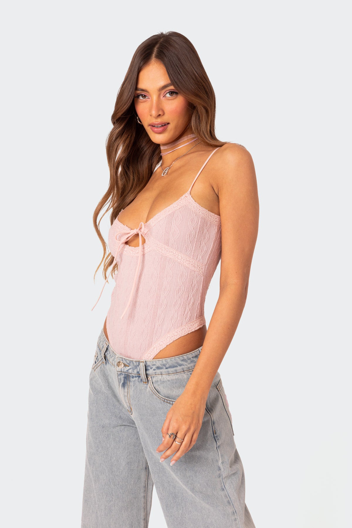 Lacey Knit Cut Out Bodysuit - Image 3