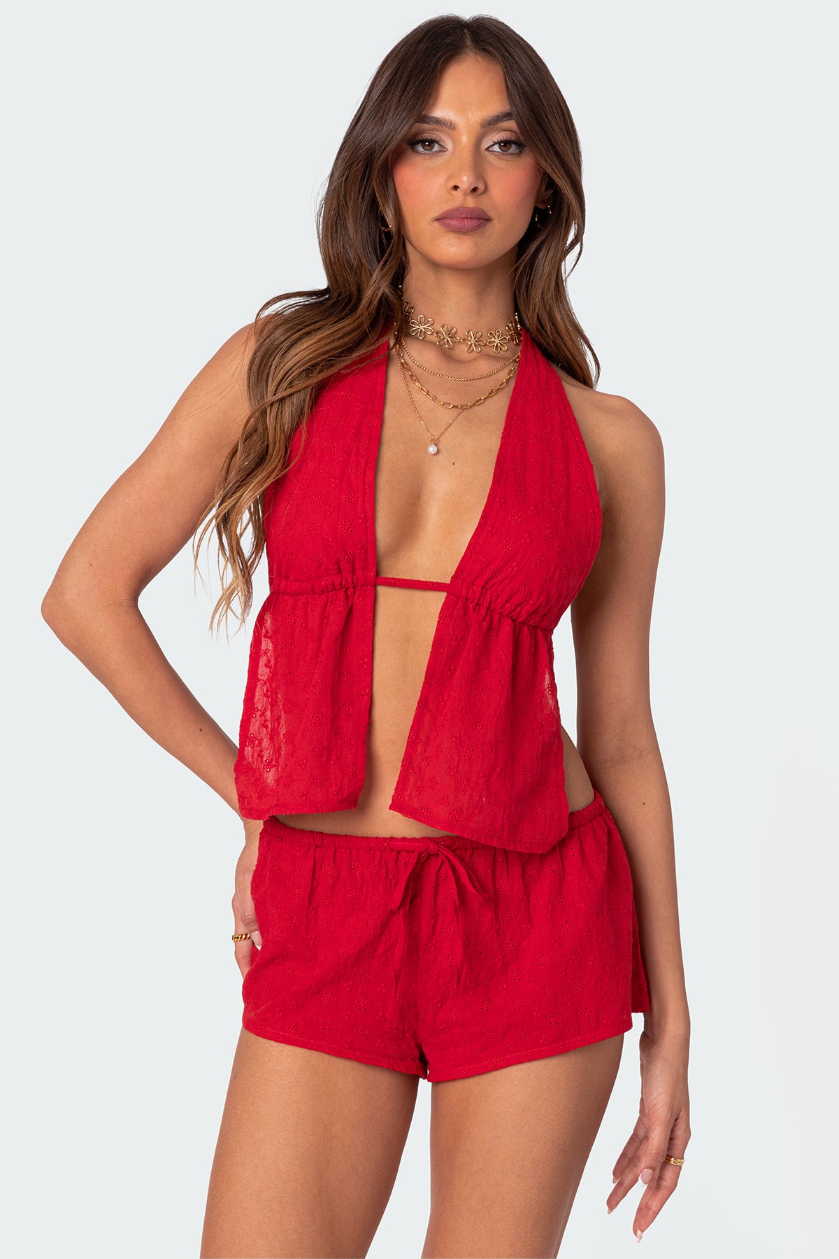 Cayenne Eyelet Split Front Top - Image 2