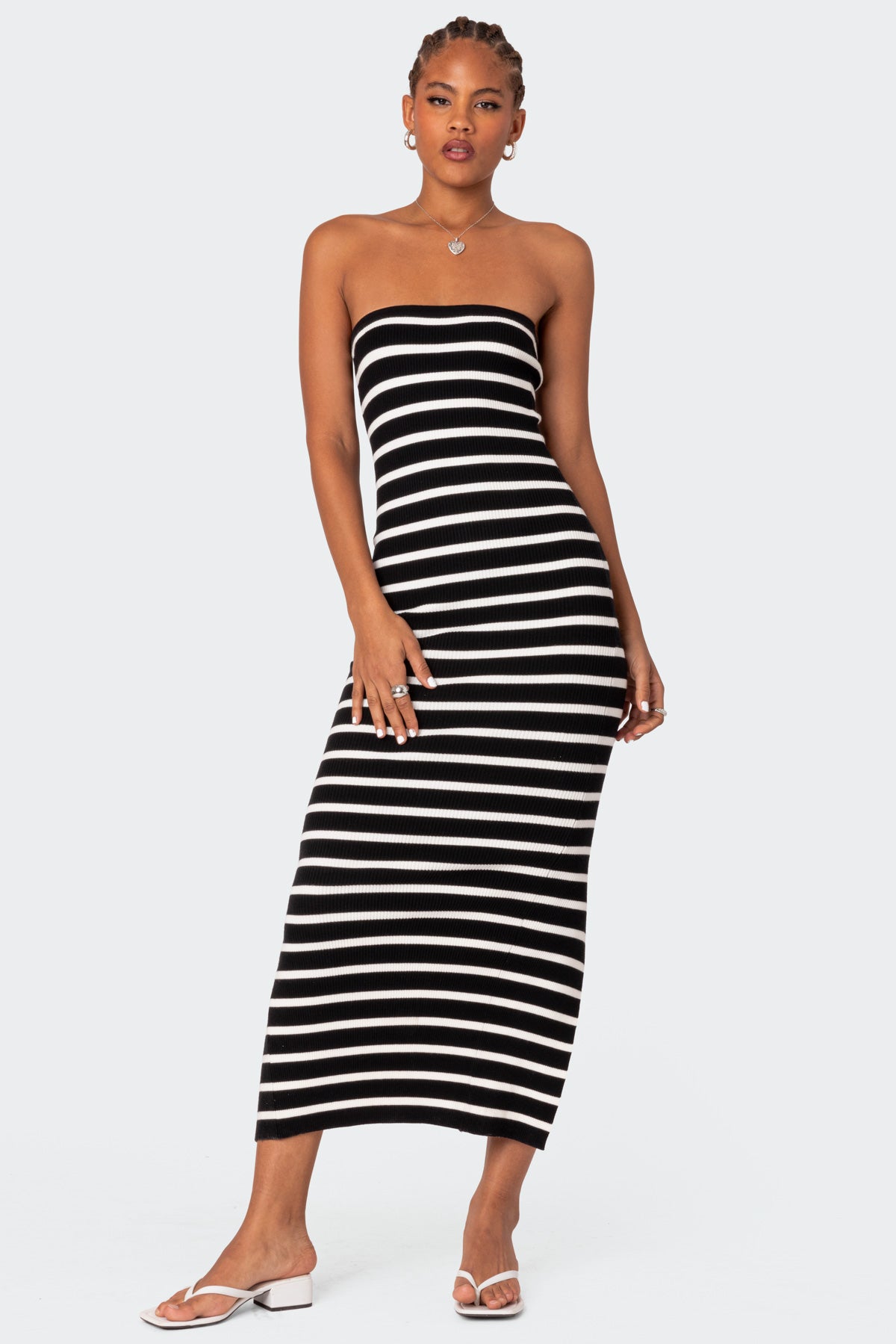 Knit Back Slitted Maxi Dress - Image 2