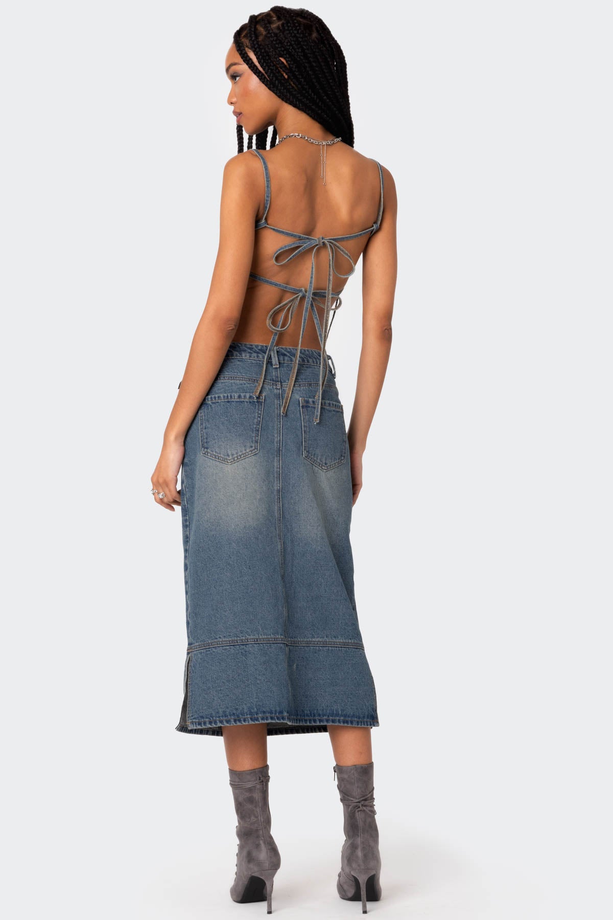 Lassy Washed Denim Bralette - Image 5