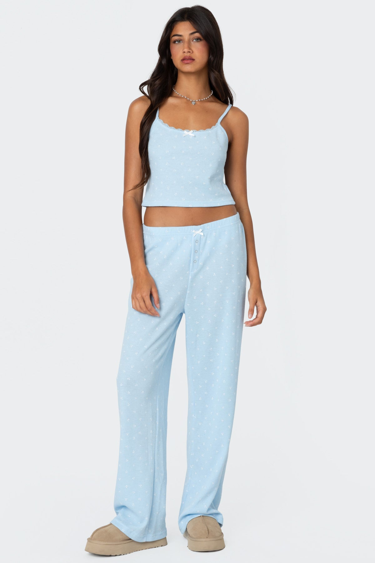 Petal Printed Waffle Pants - Image 5