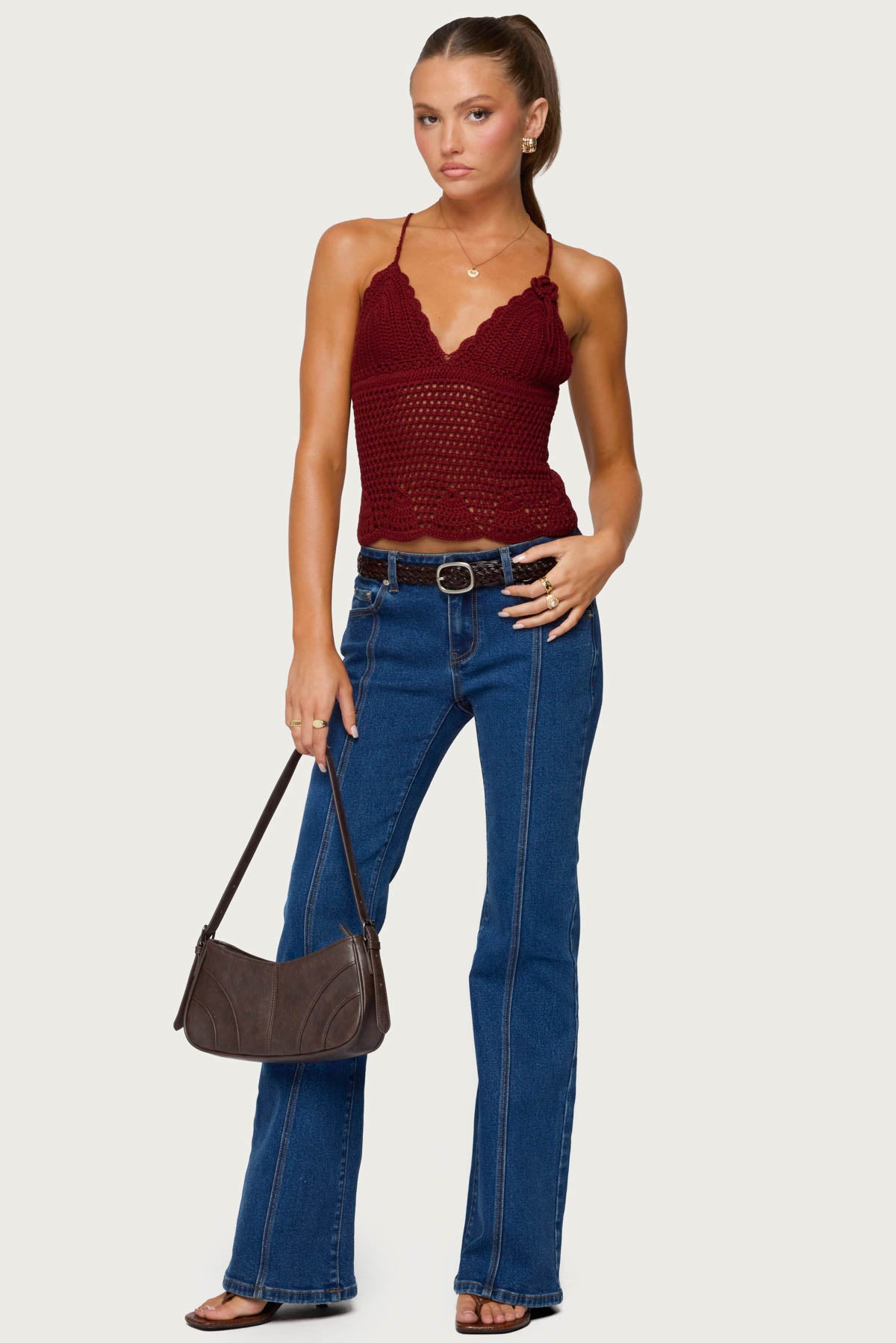 Starrie Panel Stitch Low Rise Bootcut Jeans - Image 4