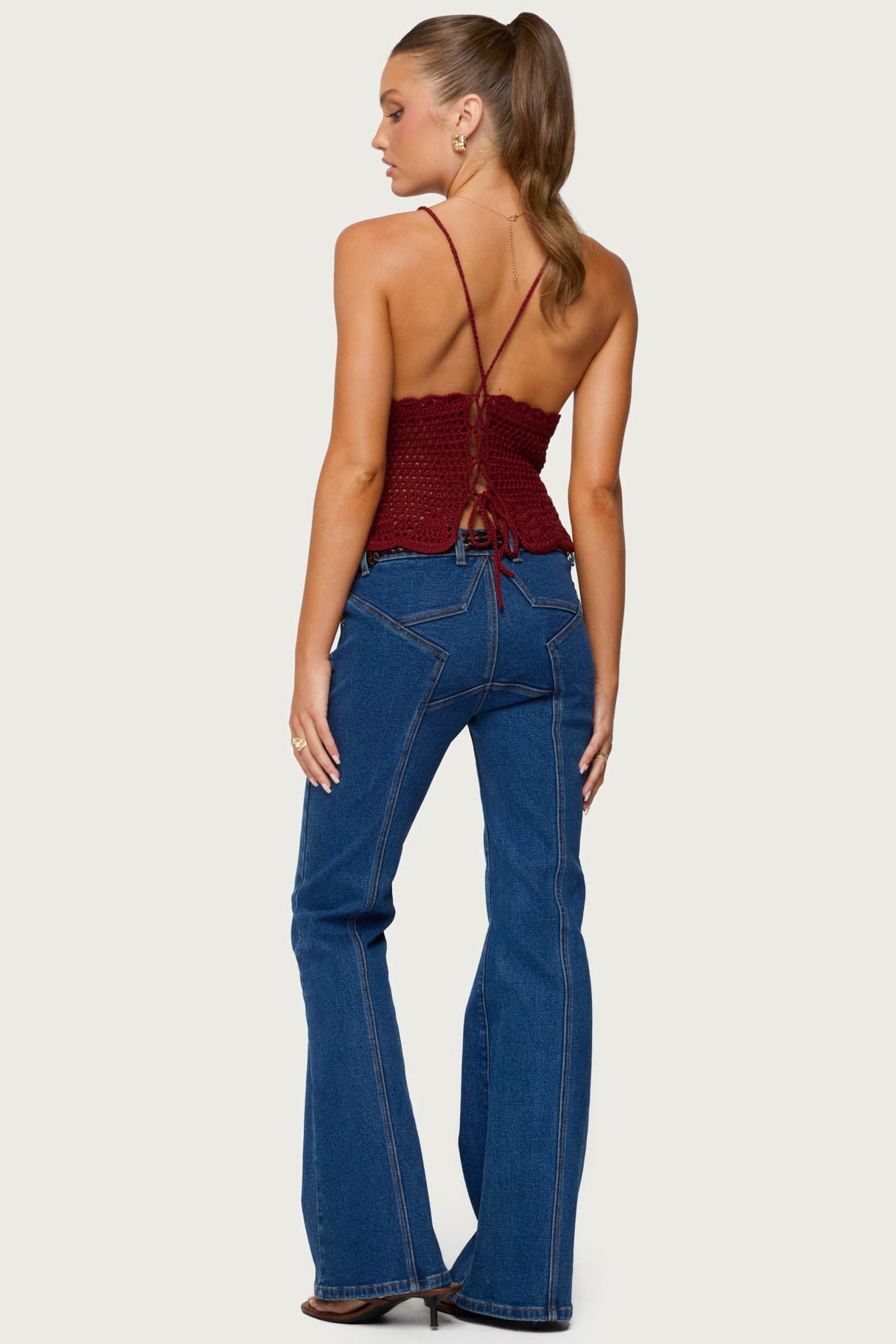 Starrie Panel Stitch Low Rise Bootcut Jeans - Image 2