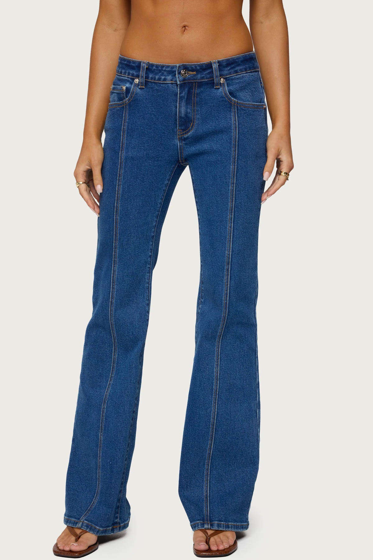 Starrie Panel Stitch Low Rise Bootcut Jeans - Image 5