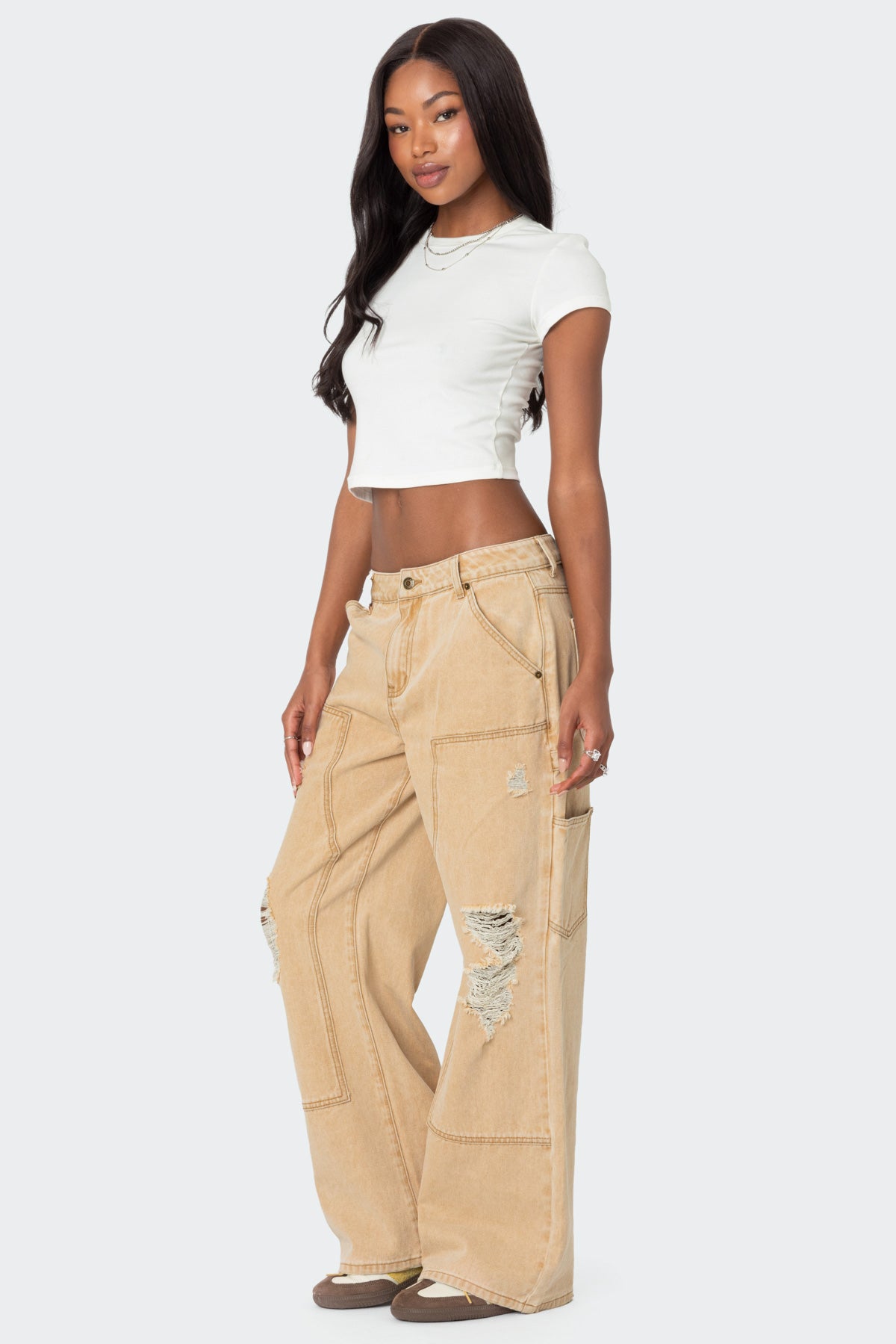 Alibi Distressed Low Rise Baggy Carpenter Jeans - Image 3