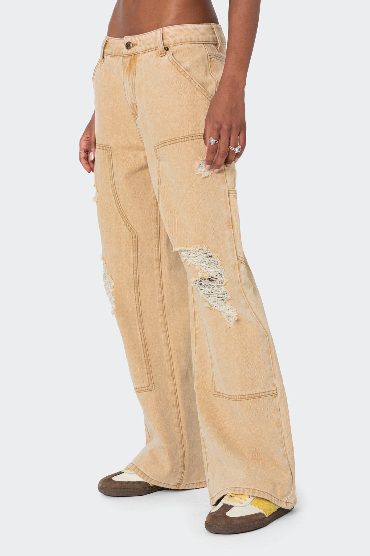 Alibi Distressed Low Rise Baggy Carpenter Jeans - Image 4