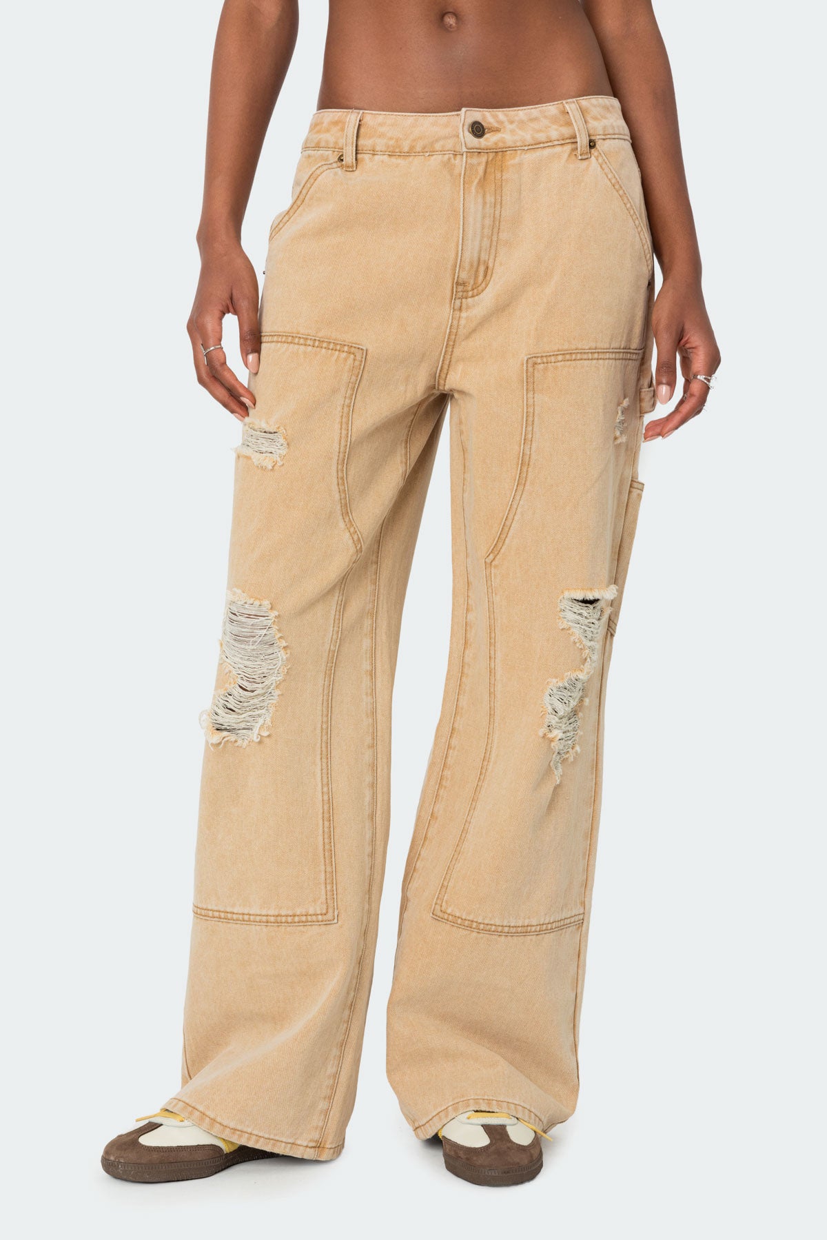 Alibi Distressed Low Rise Baggy Carpenter Jeans - Image 2