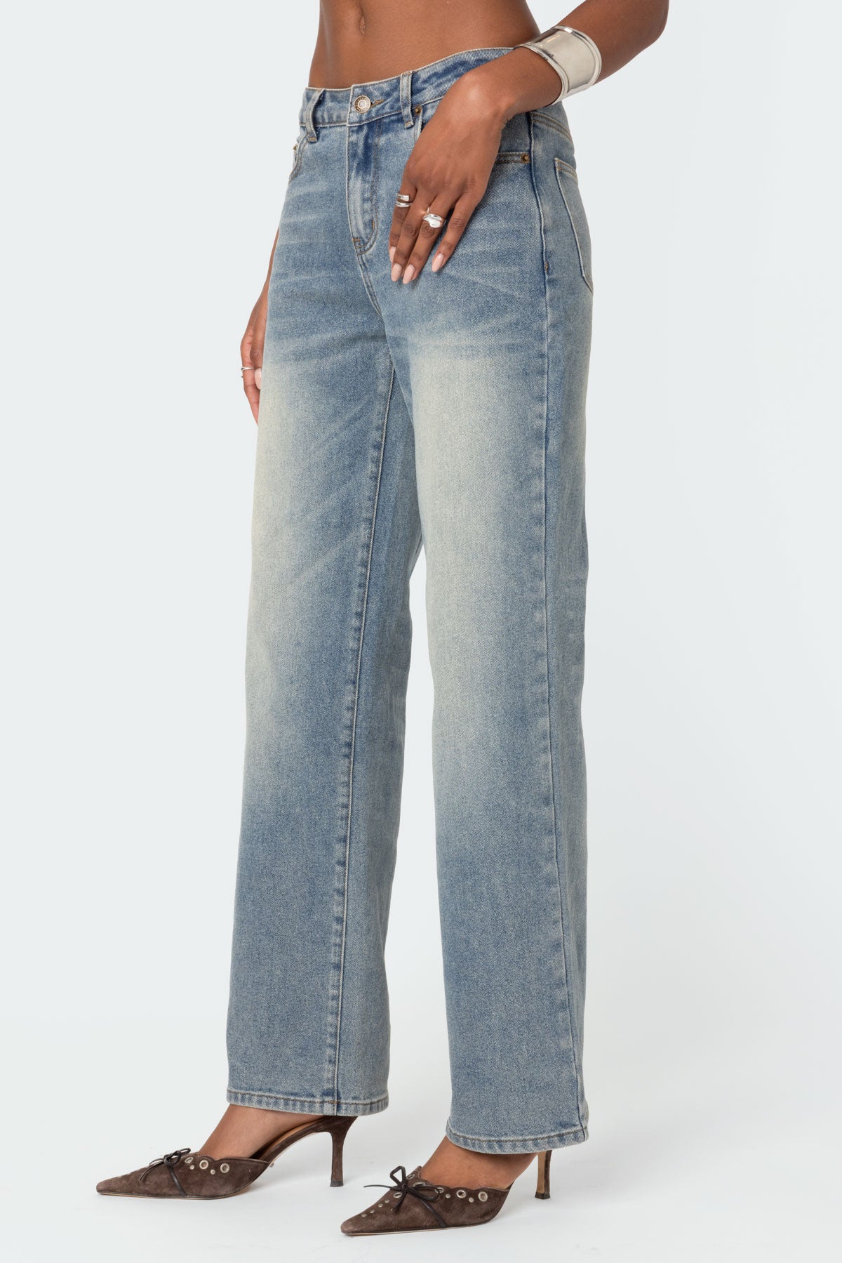 Amia Mid Rise Straight Leg Jeans - Image 3