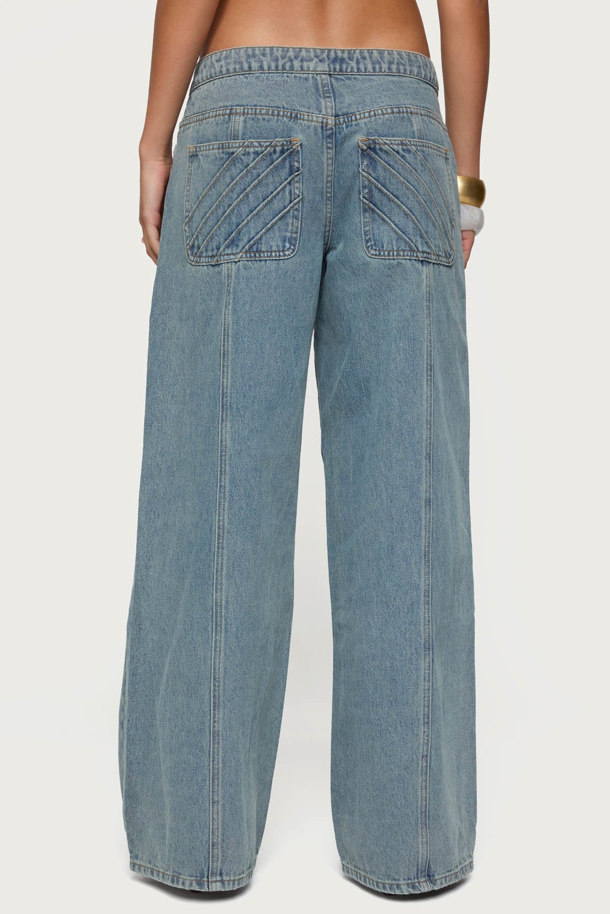 Stitch & Pleat Low Rise Baggy Jeans - Image 5