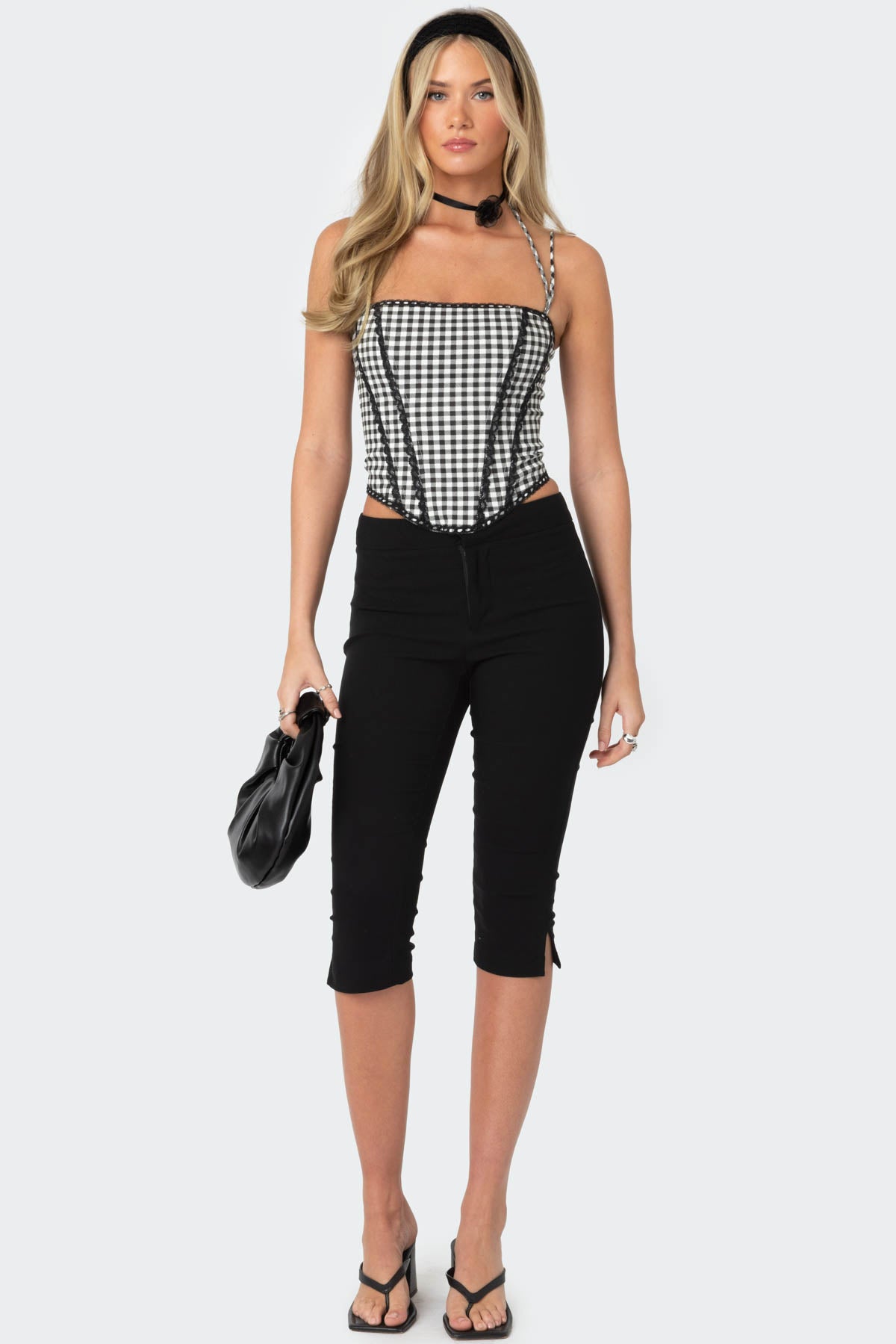 Gingham Lace Trim Corset - Image 2