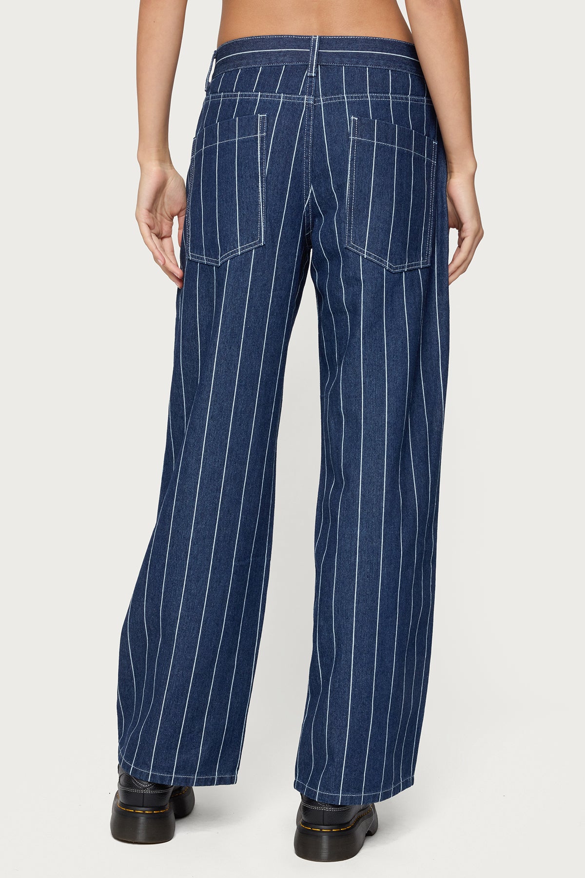 Kyler Pinstripe Mid Rise Baggy Jeans - Image 5