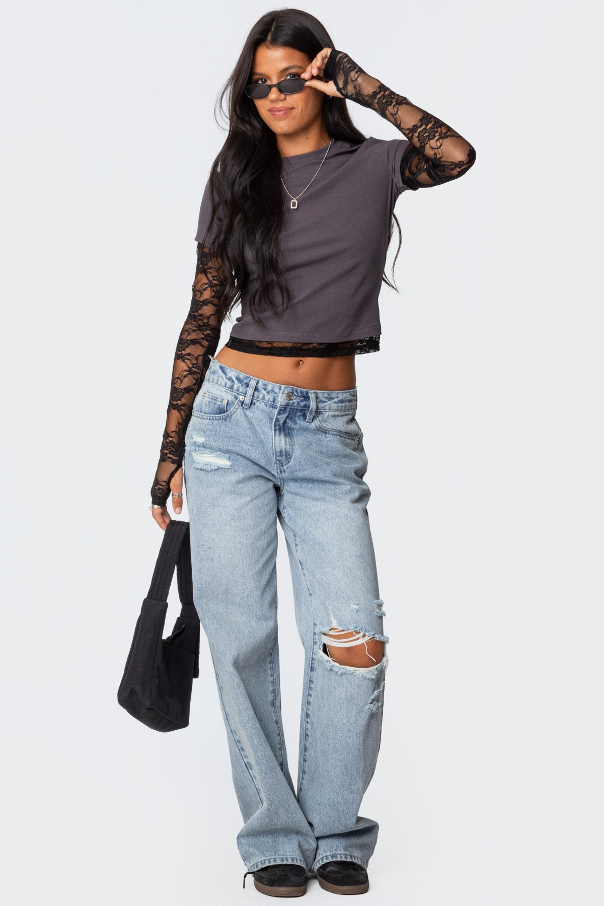 Layered Lace Sleeve Top - Image 2