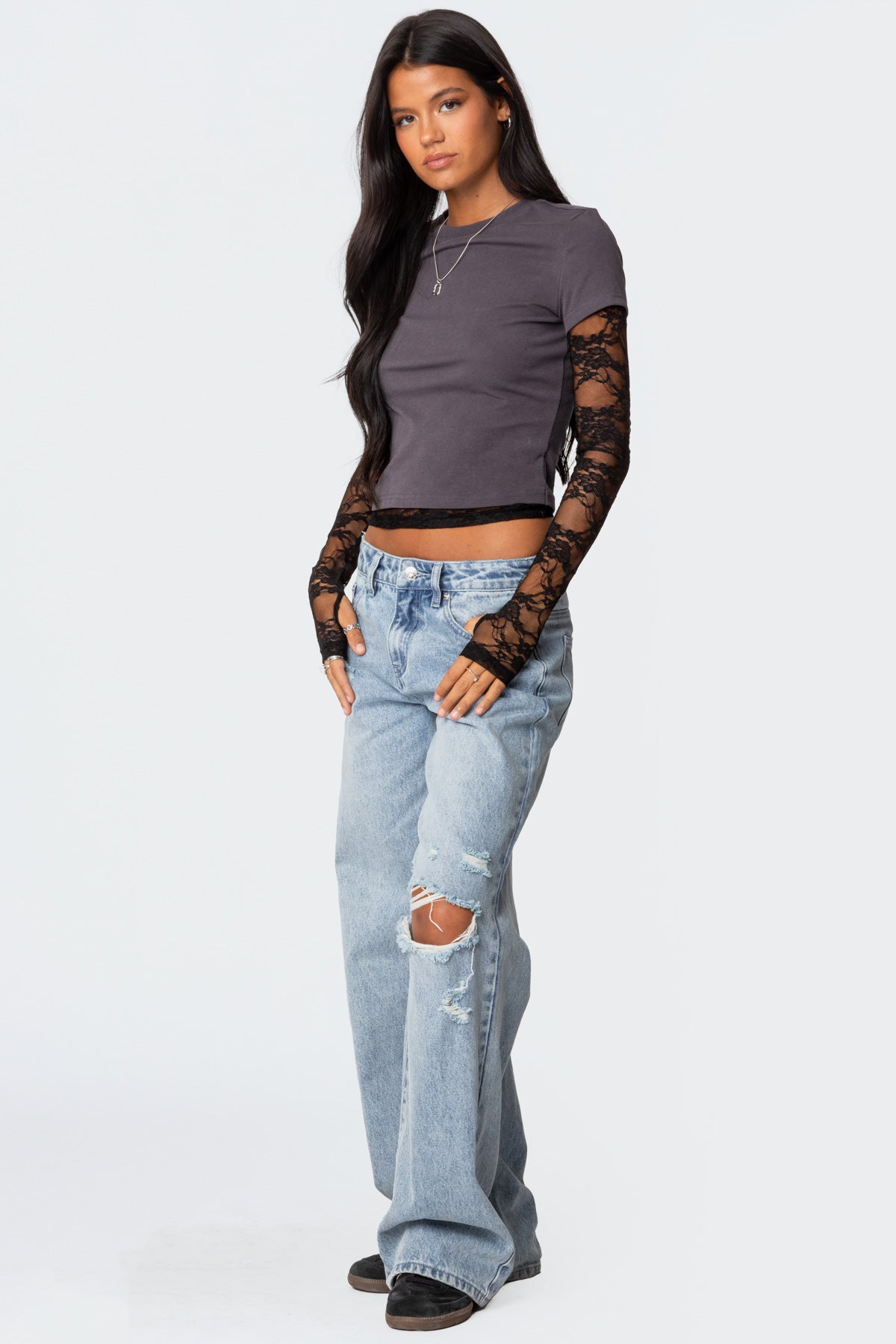 Layered Lace Sleeve Top - Image 4