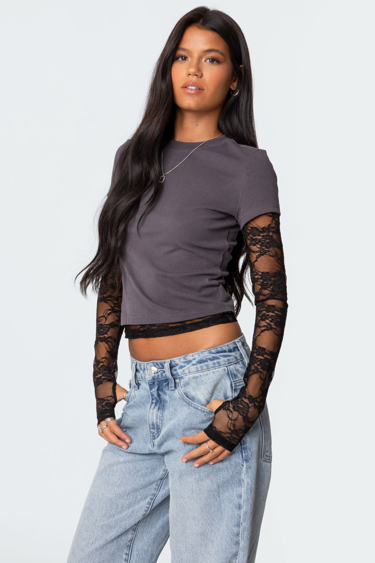 Layered Lace Sleeve Top - Image 3