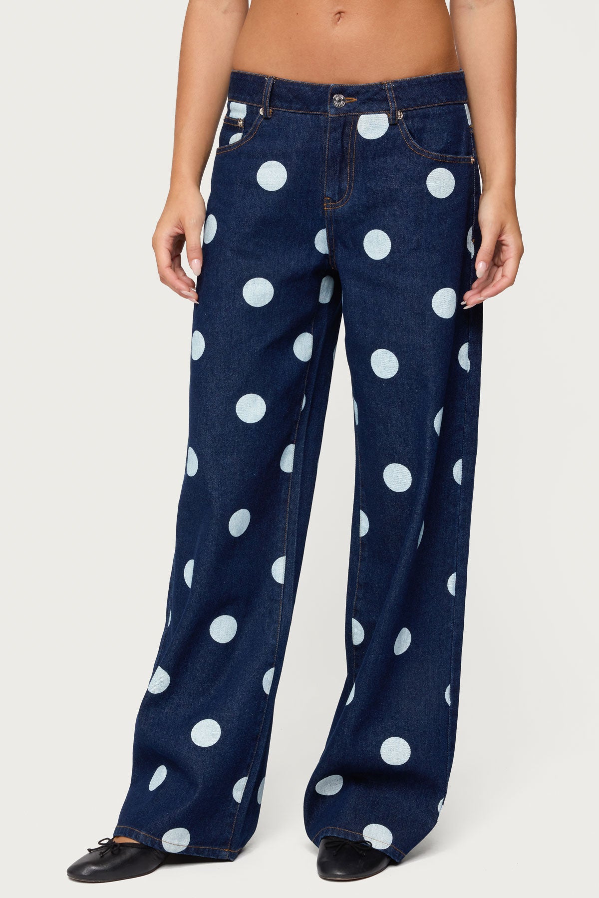 Leyah Polka Dot Low Rise Baggy Jeans - Image 2