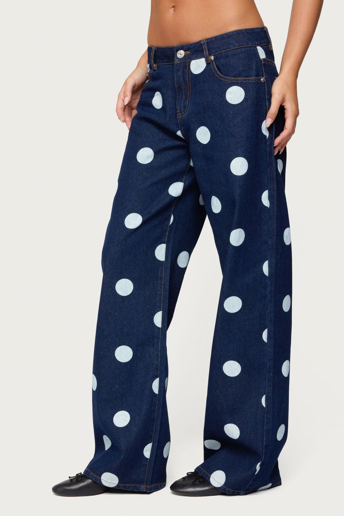 Leyah Polka Dot Low Rise Baggy Jeans - Image 4