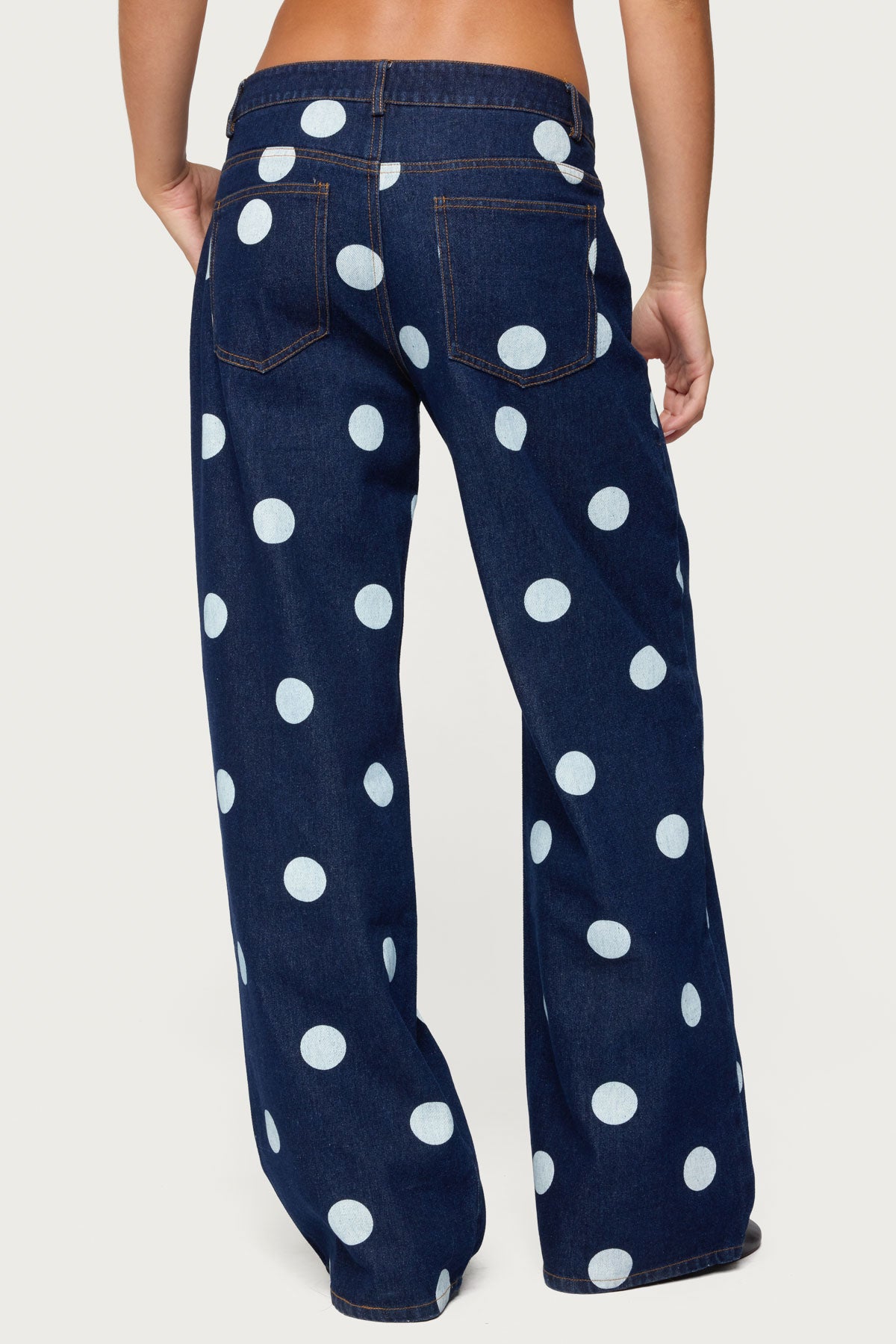Leyah Polka Dot Low Rise Baggy Jeans - Image 5