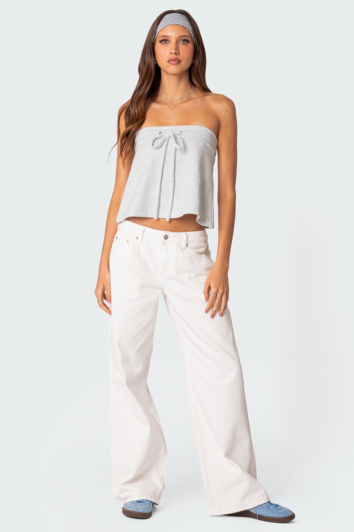 Caroline Tie Front Strapless Top - Image 2