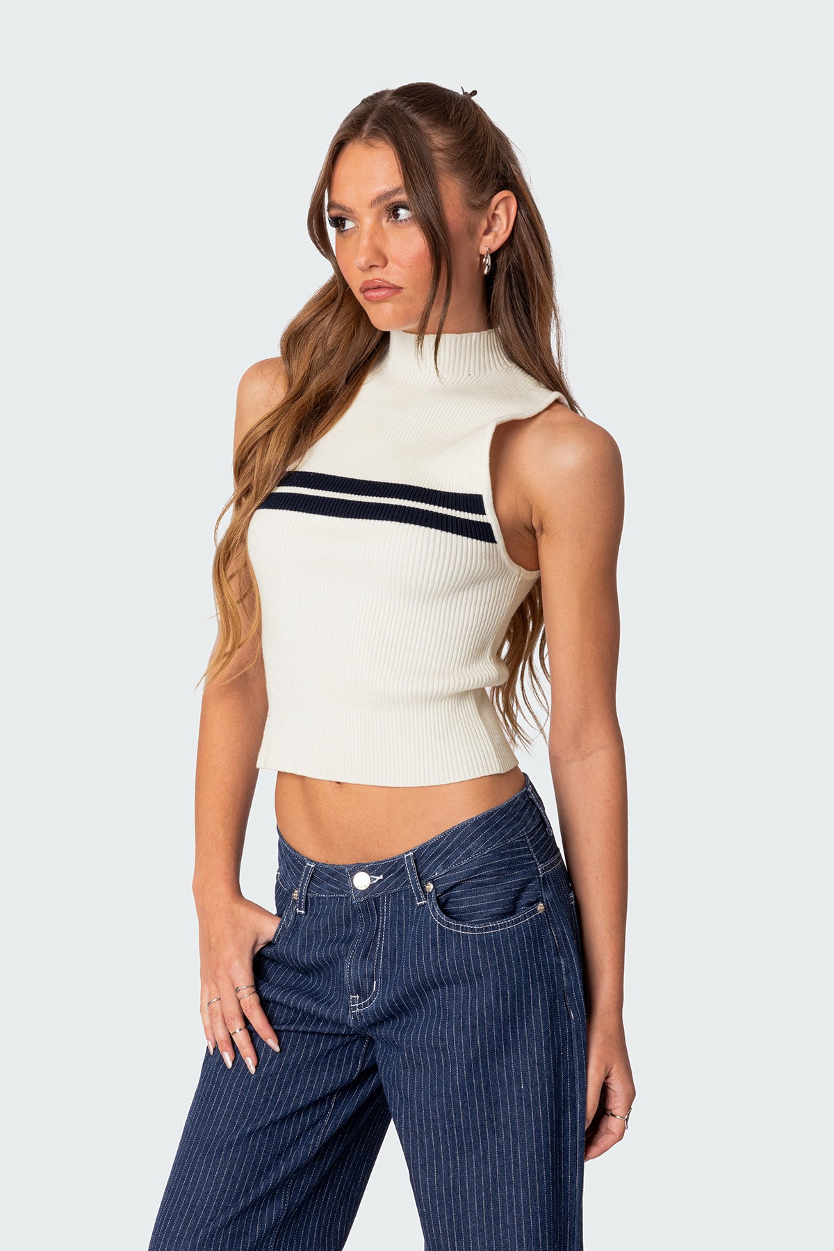 Eliza Ribbed High Neck Top - Image 3