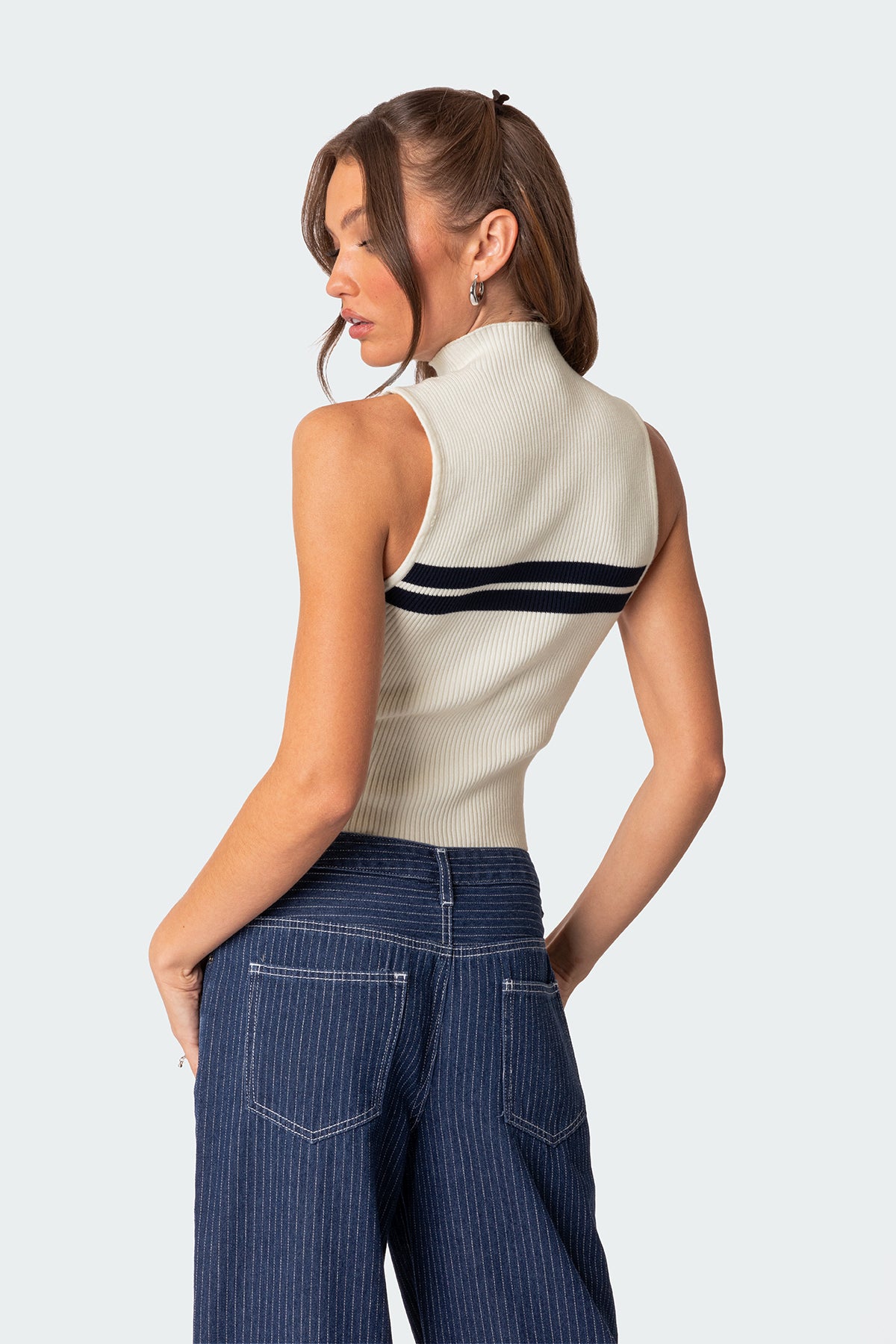 Eliza Ribbed High Neck Top - Image 4