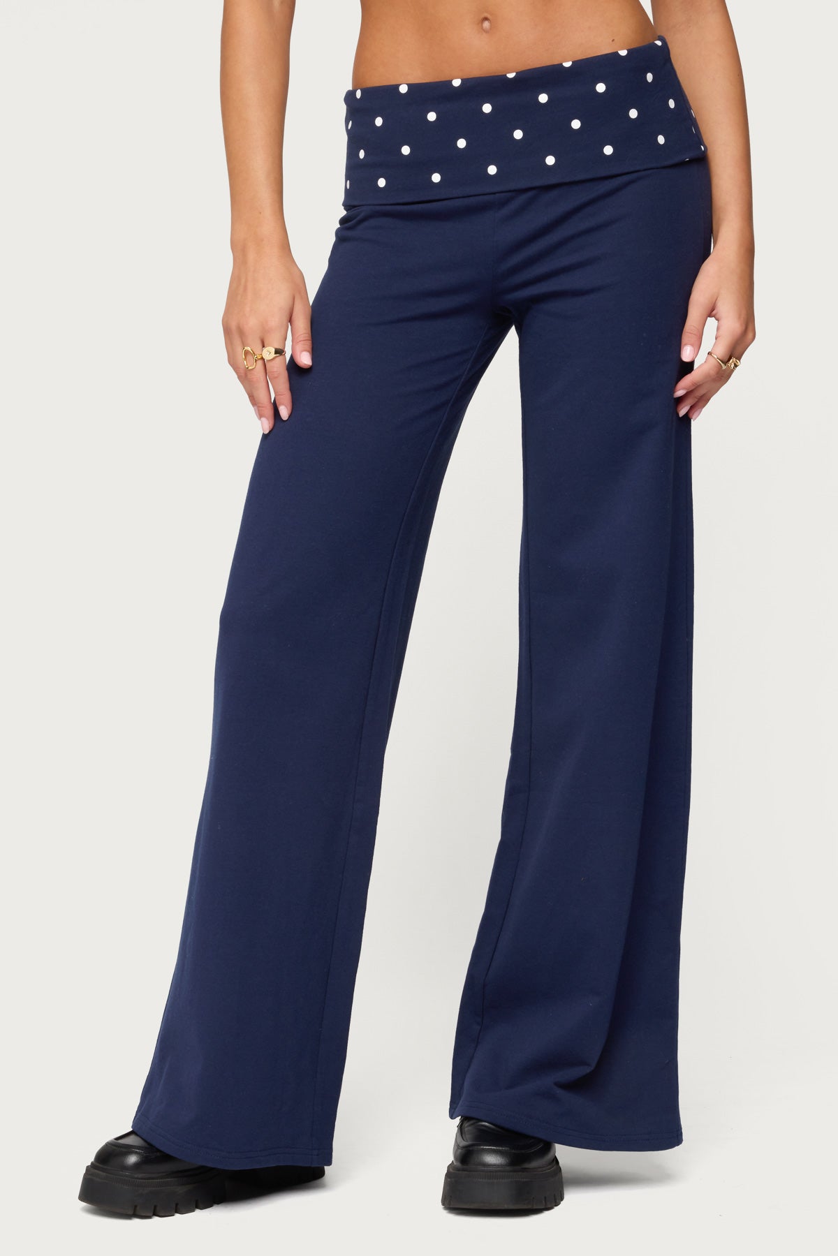 Reeva Polka Dot Foldover Pants - Image 2