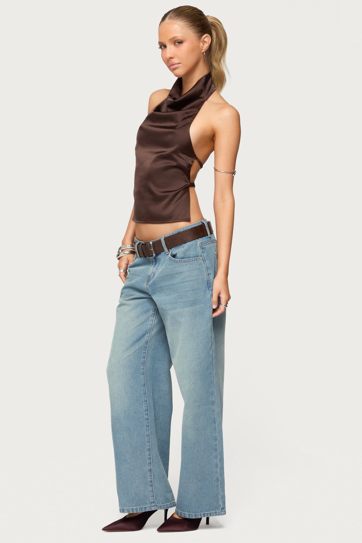Petite Raelynn Washed Low Rise Baggy Jeans - Image 3